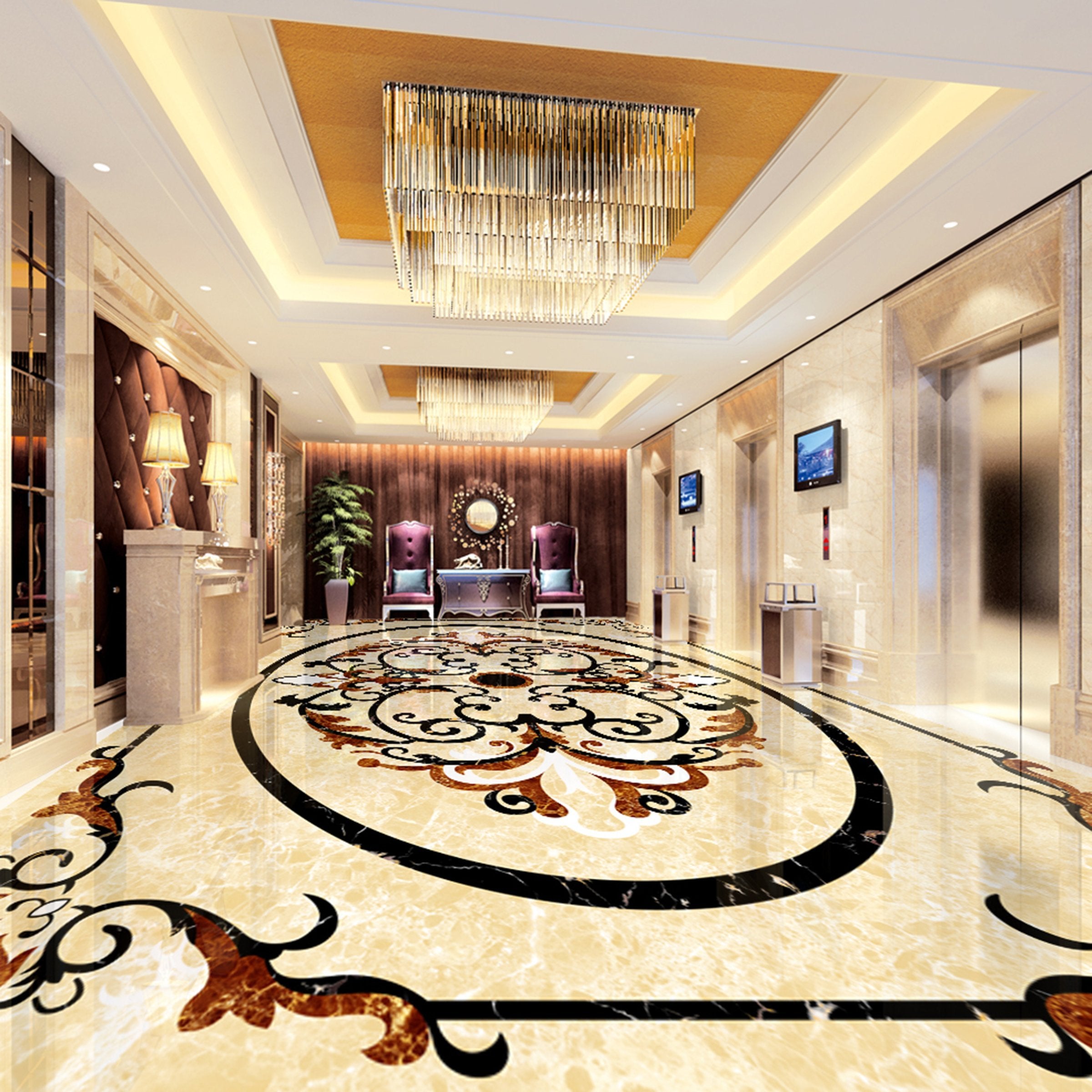 3D Marble Pattern WG344 Floor Mural Wallpaper AJ Wallpaper 2
