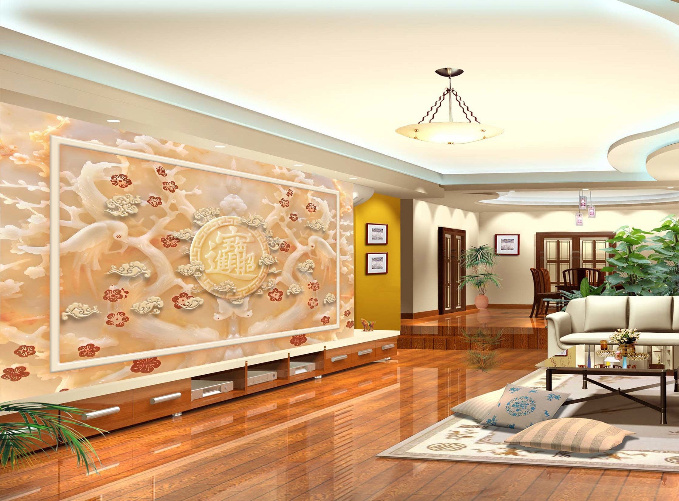 3D Jade Carving Flower 282 Wallpaper AJ Wallpaper