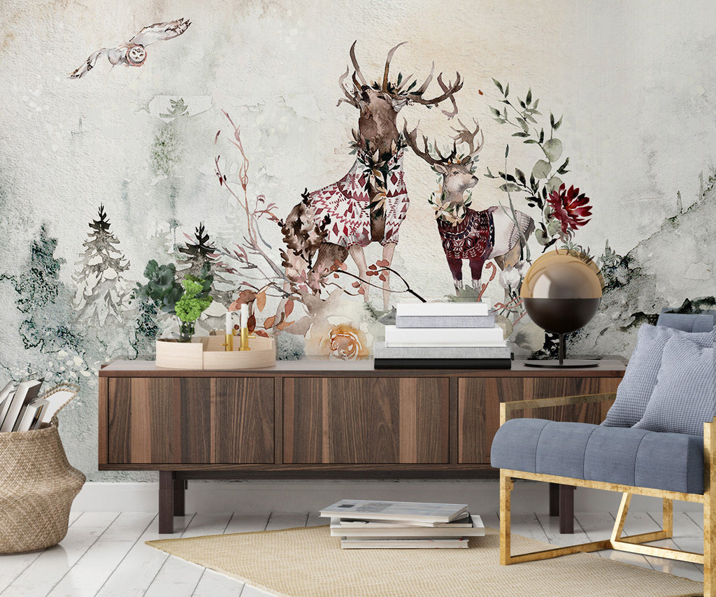 3D Deer Eagle WG376 Wall Murals