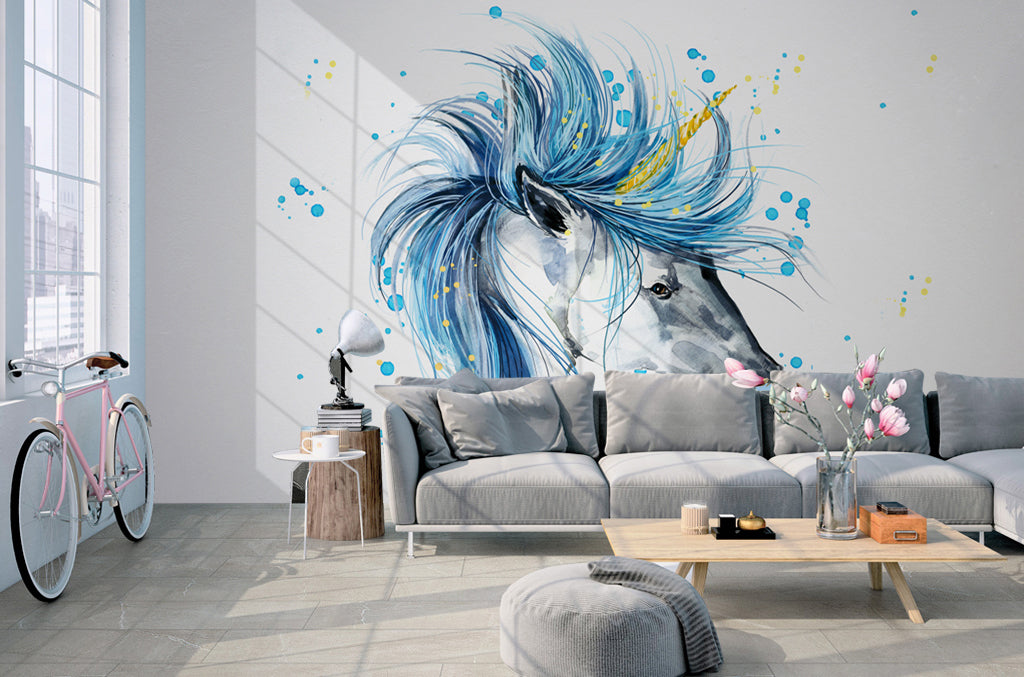 3D Blue Horse WG041 Wall Murals