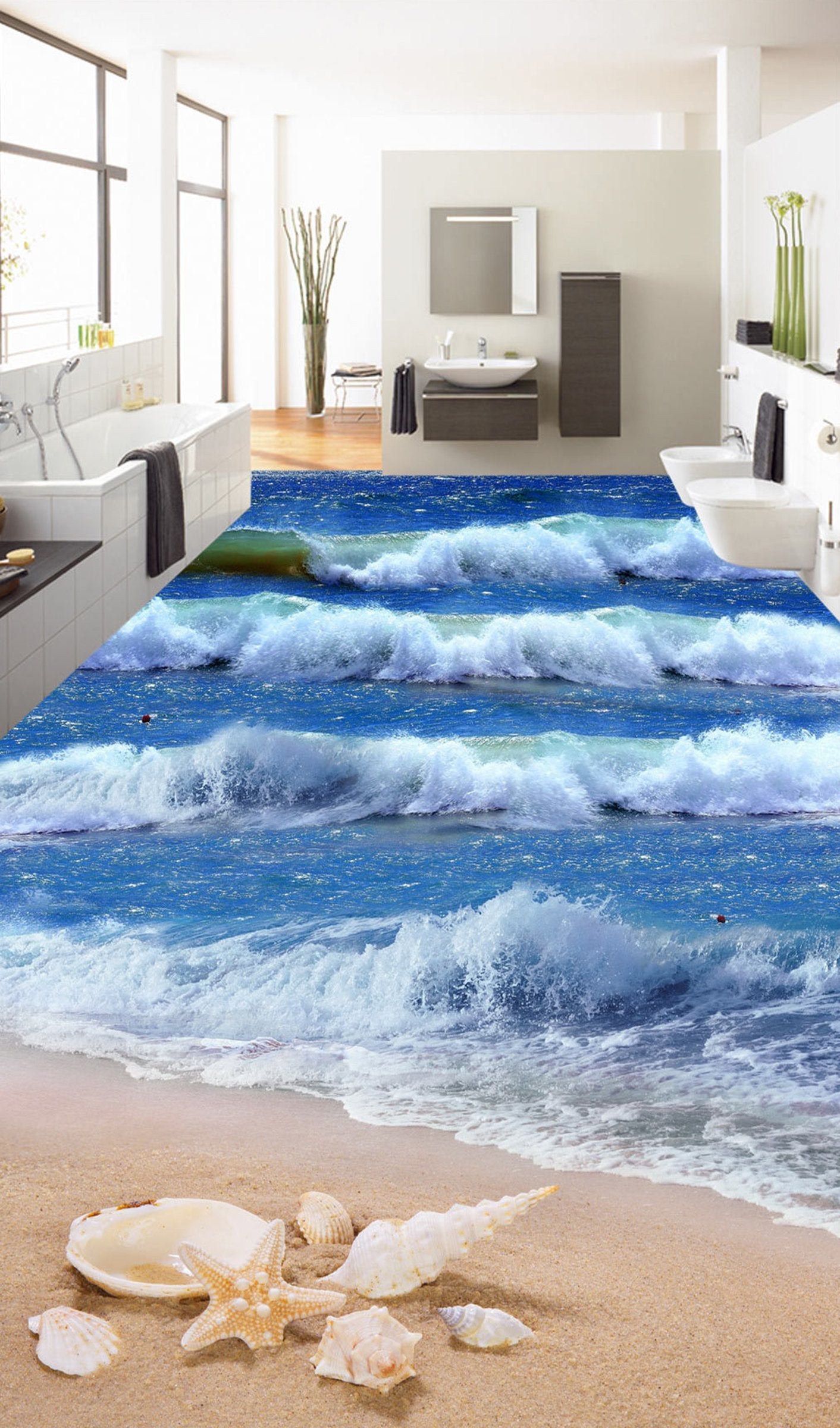 3D Beach Shell WG086 Floor Mural Wallpaper AJ Wallpaper 2