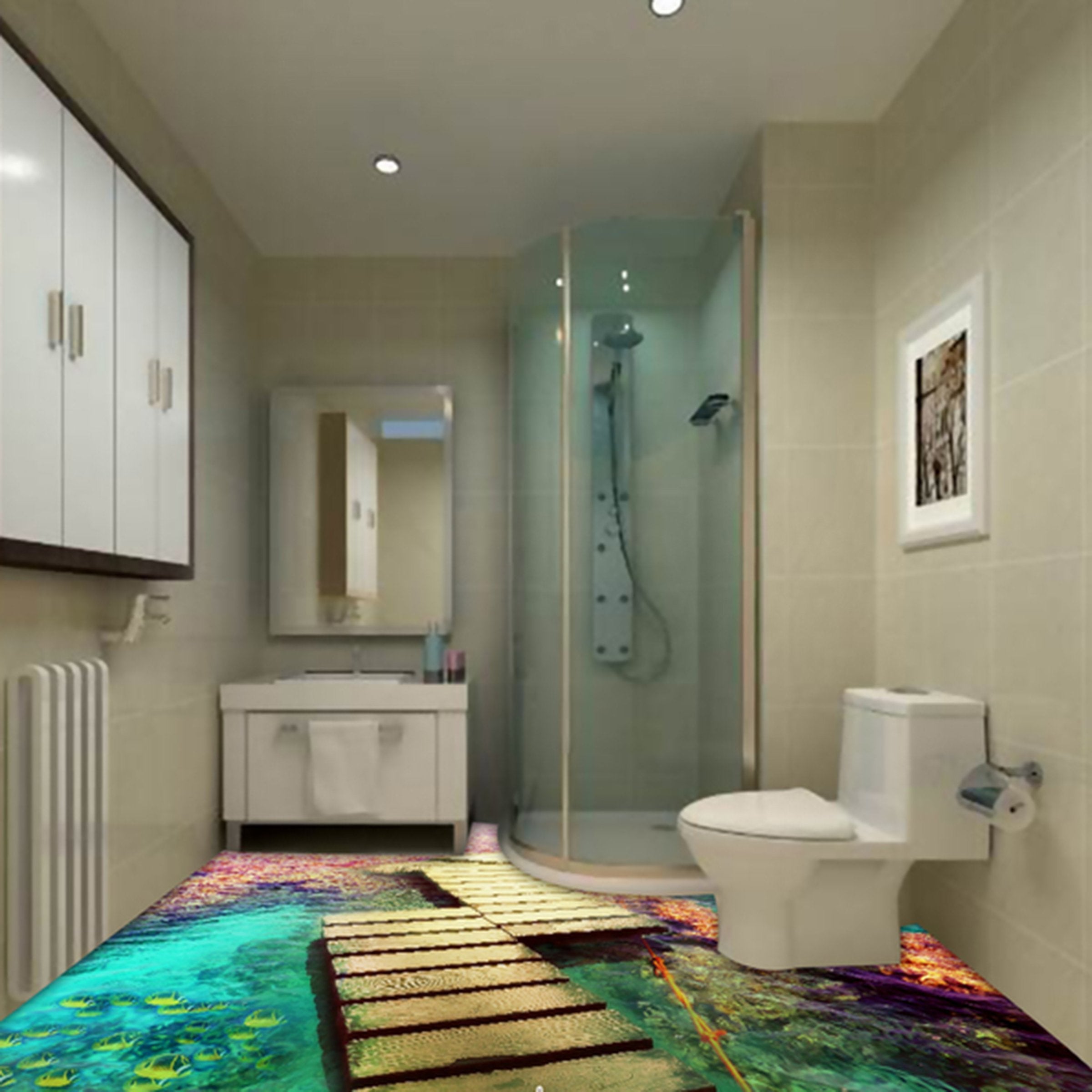3D Ocean Wooden Bridge WG035 Floor Mural Wallpaper AJ Wallpaper 2