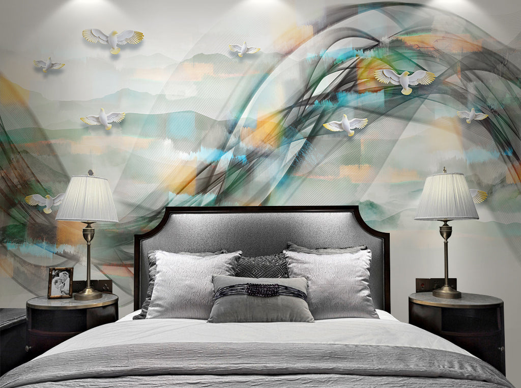 3D White Pigeon WG348 Wall Murals