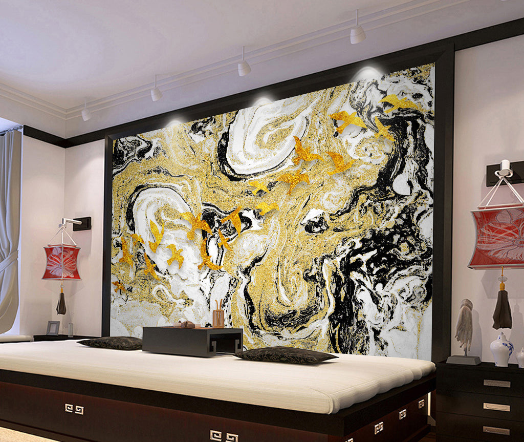 3D Golden Bird WG239 Wall Murals