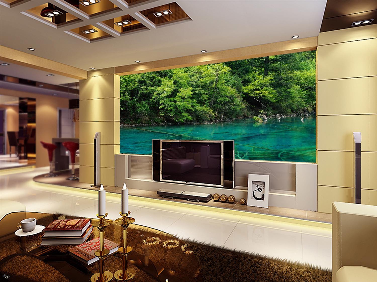 Green Trees Clear Water Wallpaper AJ Wallpaper