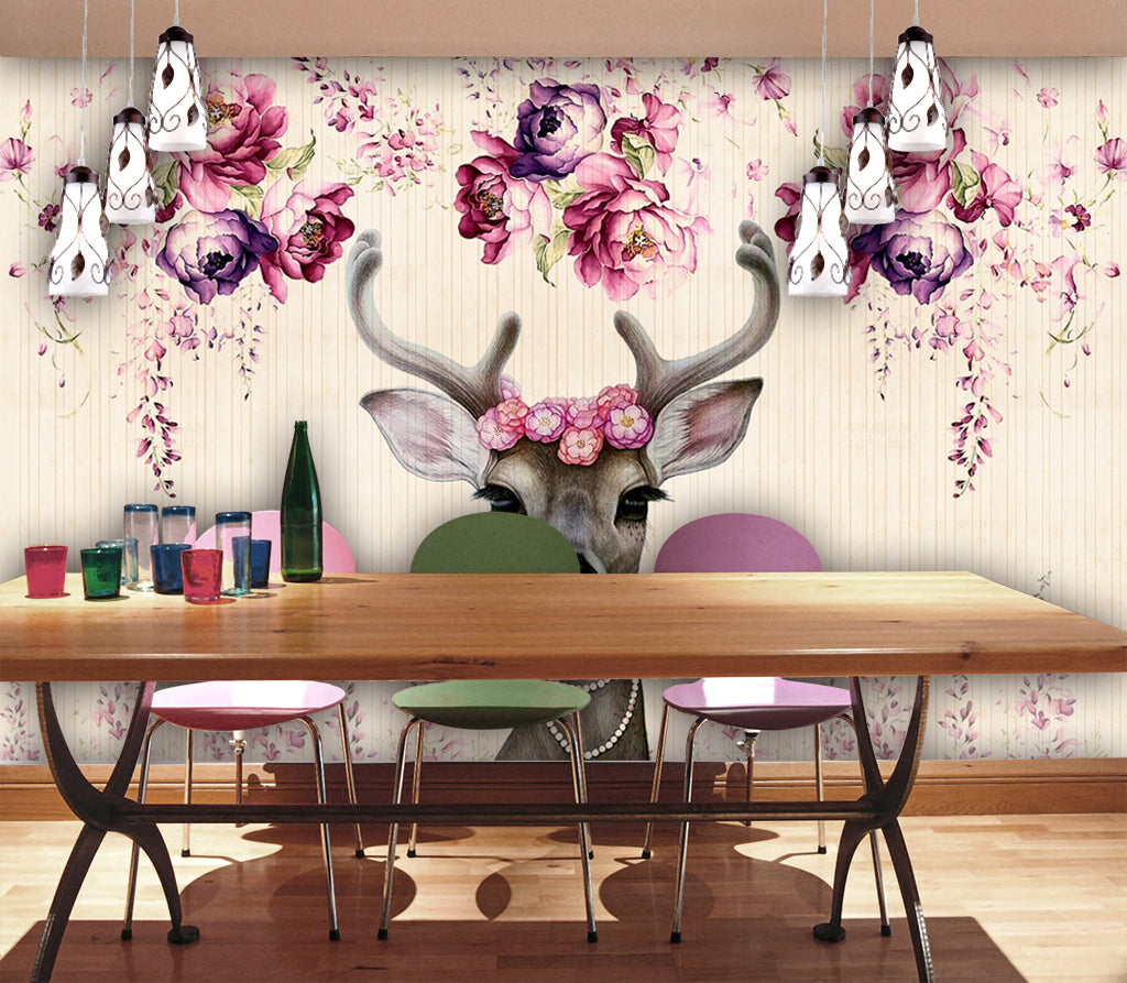3D Petal Deer WG132 Wall Murals