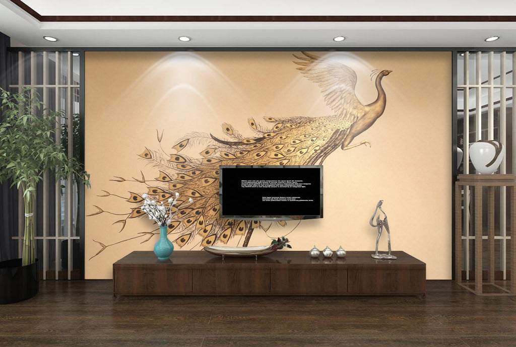 3D Peacock Flying WG309 Wall Murals
