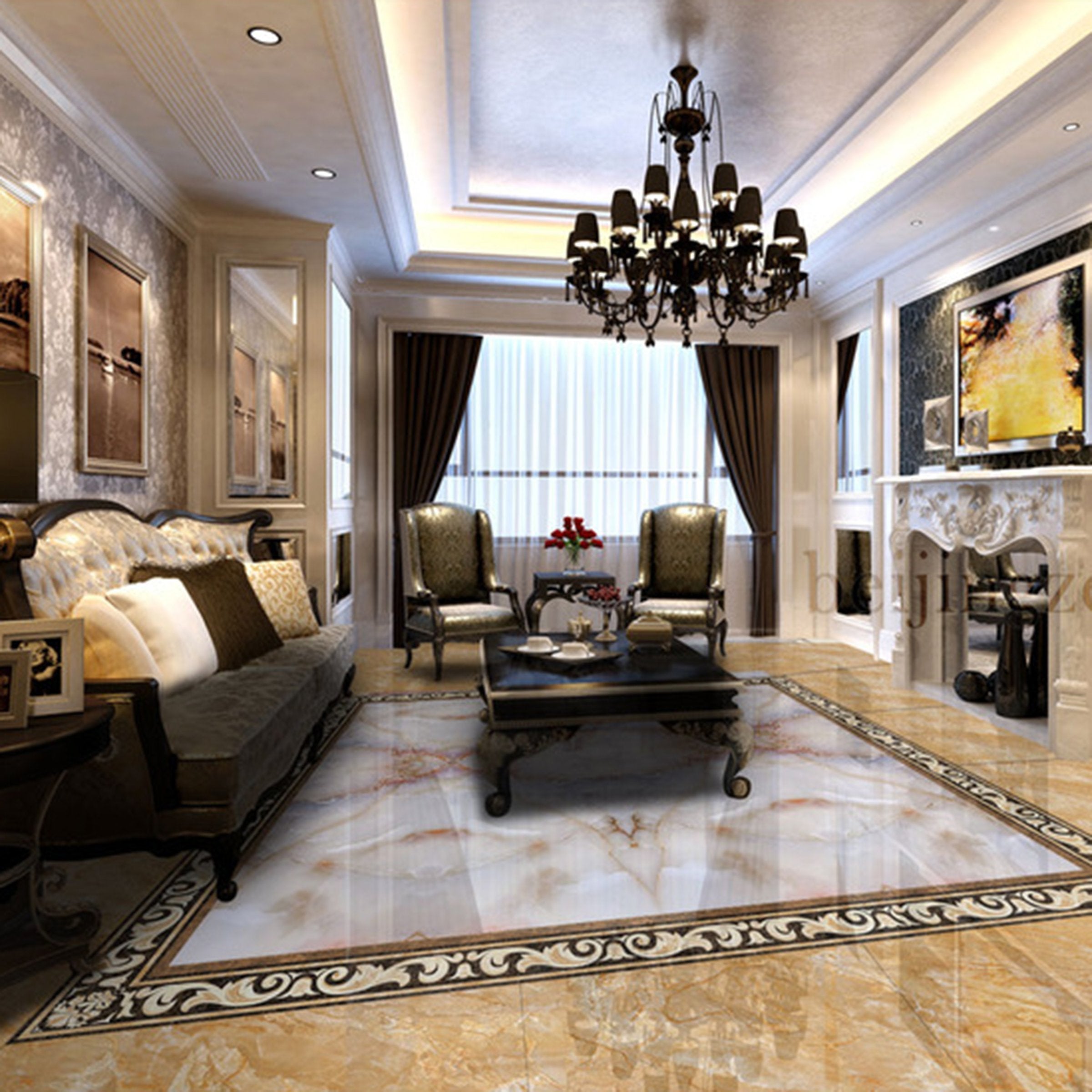3D Marble Stripe WG262 Floor Mural Wallpaper AJ Wallpaper 2
