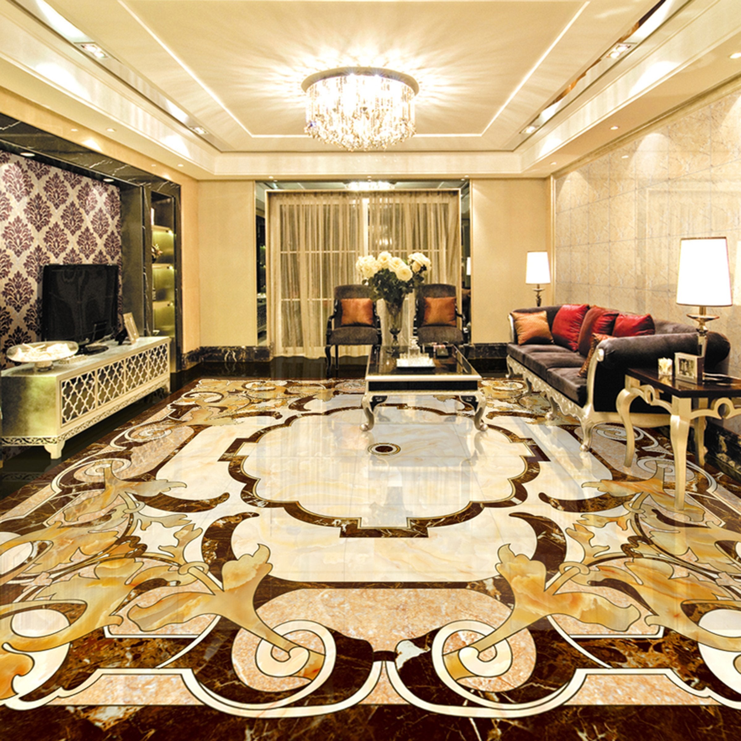 3D Golden Trumpet WG327 Floor Mural Wallpaper AJ Wallpaper 2