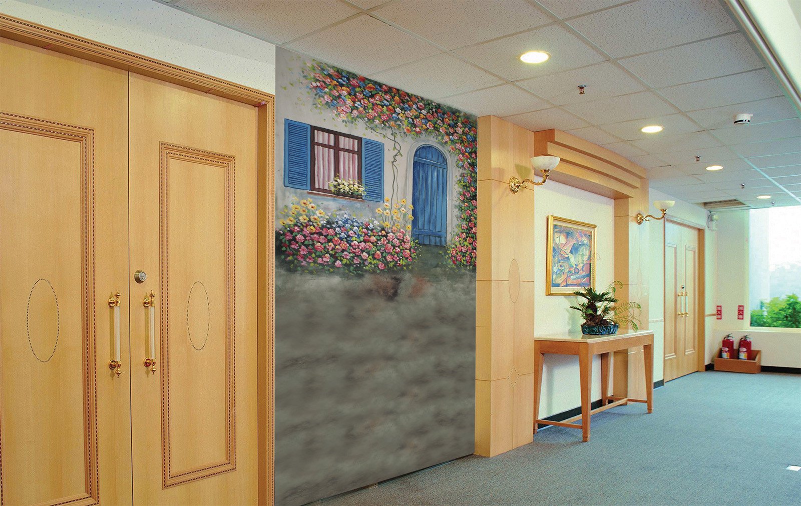 Door Colorful Flowers Wallpaper AJ Wallpaper