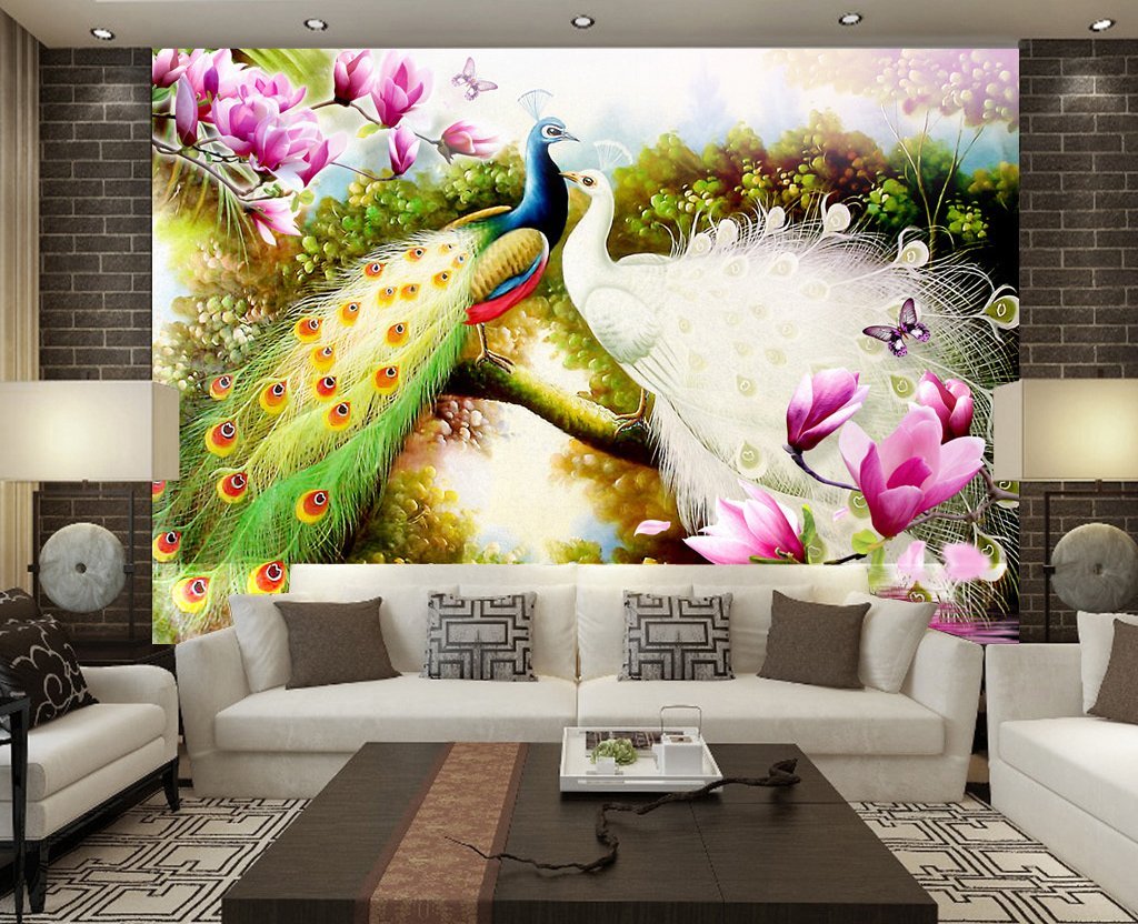 3D Peacock Flower 611 Wall Murals Wallpaper AJ Wallpaper 2