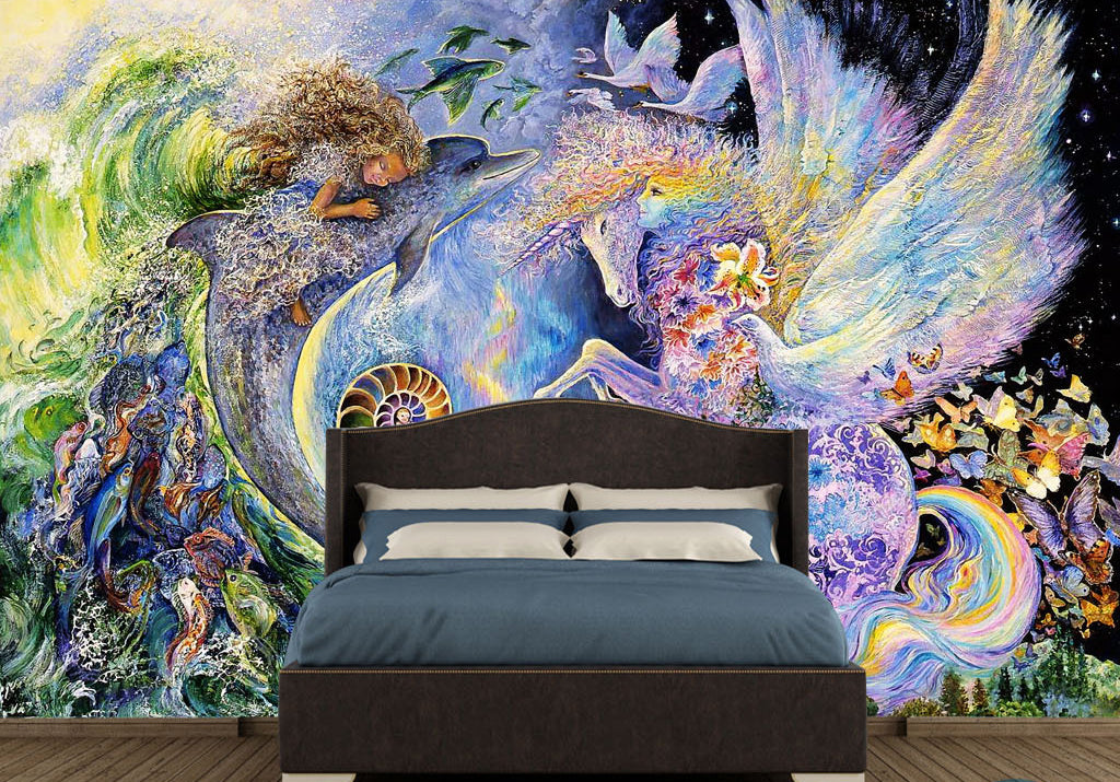 3D Unicorn Dolphin WG298 Wall Murals