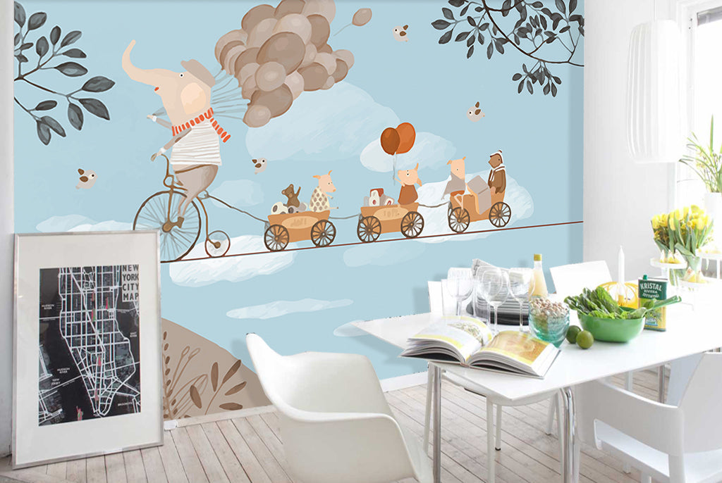 3D Elephant Balloon WG034 Wall Murals