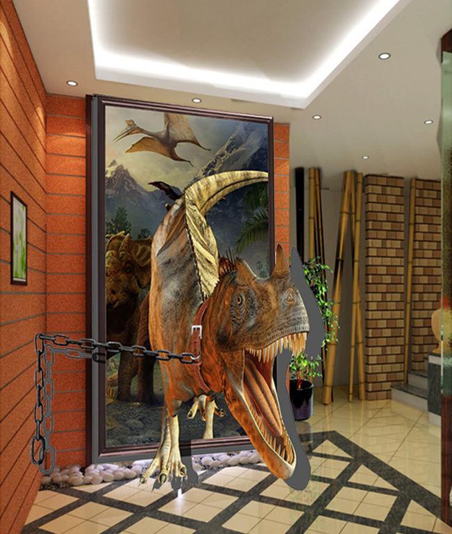 3D Dinosaur Howling 483 Wall Murals Wallpaper AJ Wallpaper 2