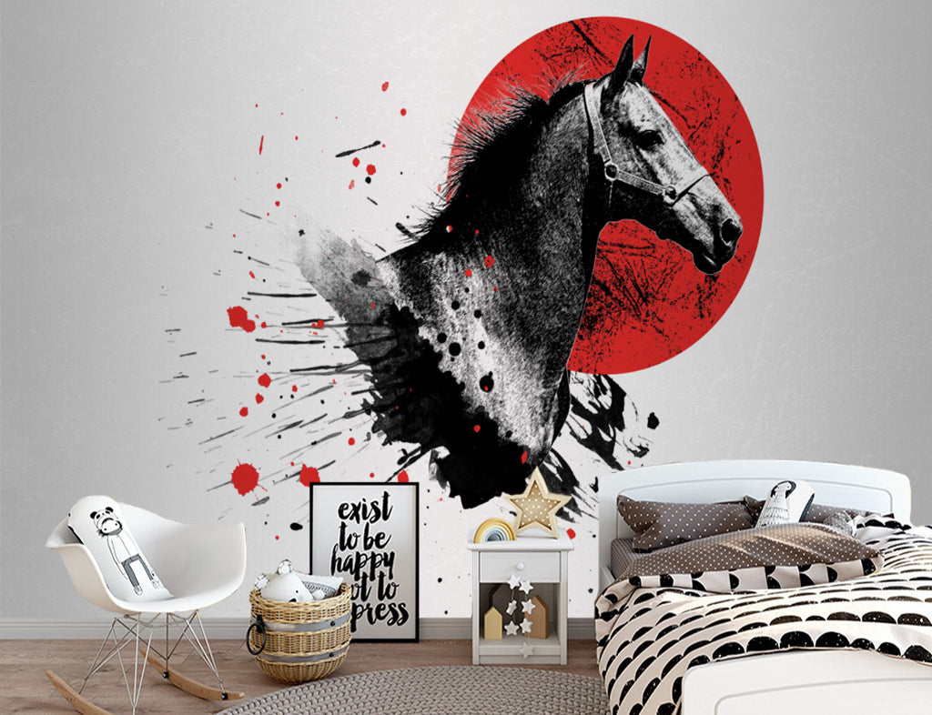 3D Red Sun Horse WG217 Wall Murals
