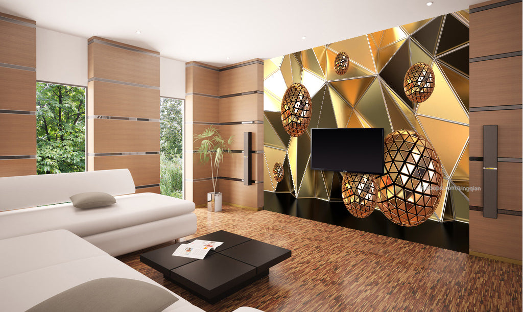 3D Golden Ball WG037 Wall Murals