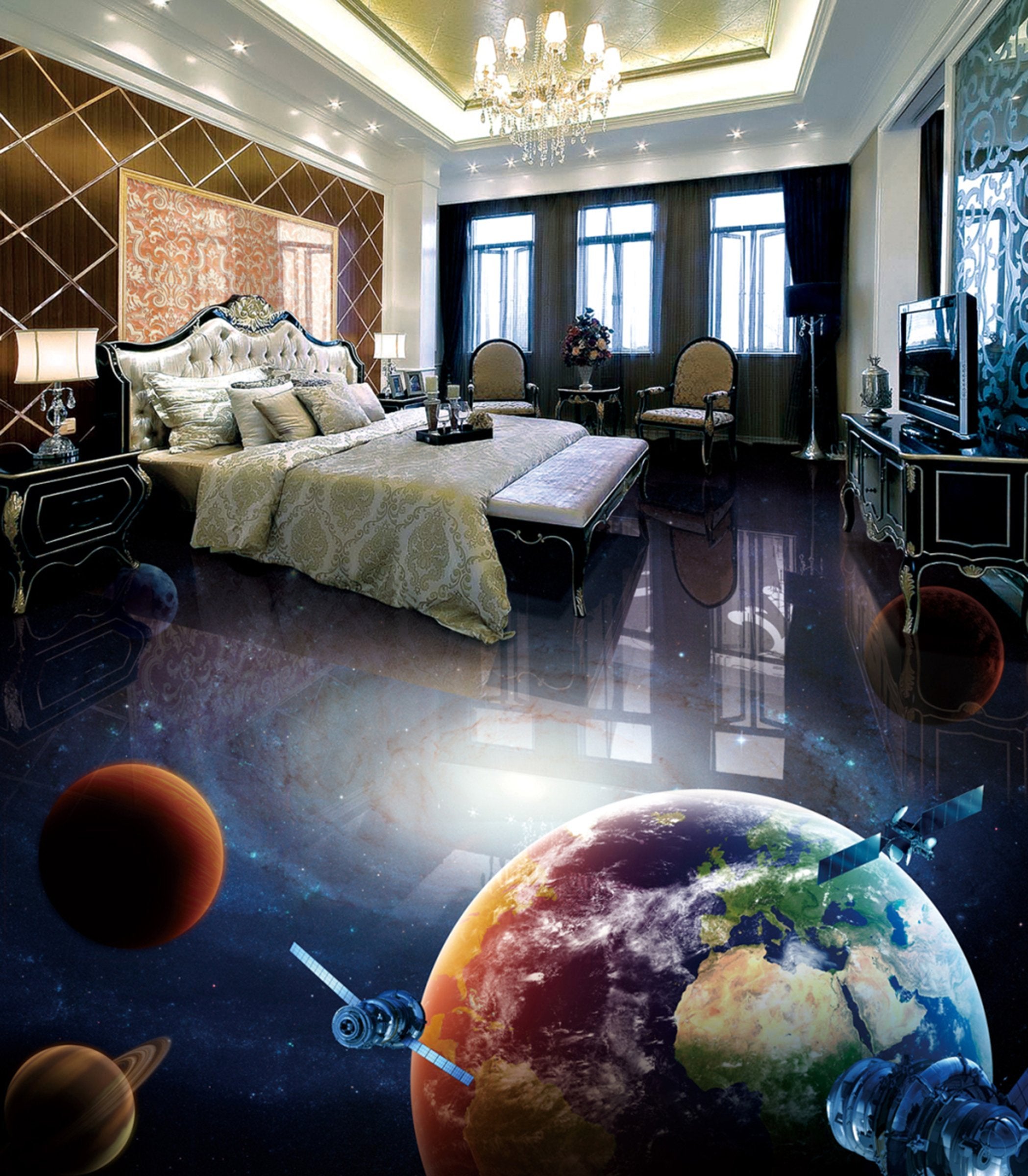 3D Planet WG060 Floor Mural Wallpaper AJ Wallpaper 2