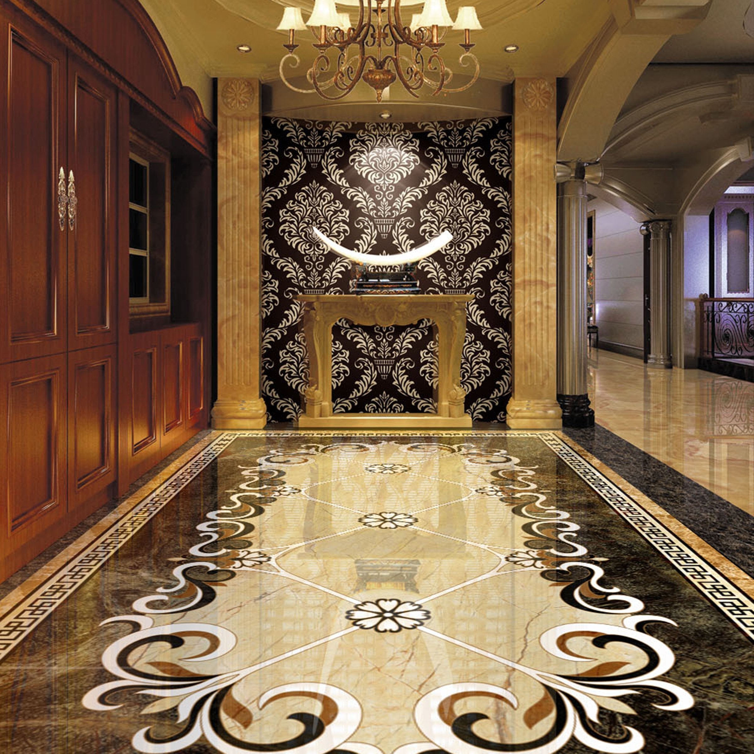 3D Rectangular Flower Pattern WG415 Floor Mural Wallpaper AJ Wallpaper 2