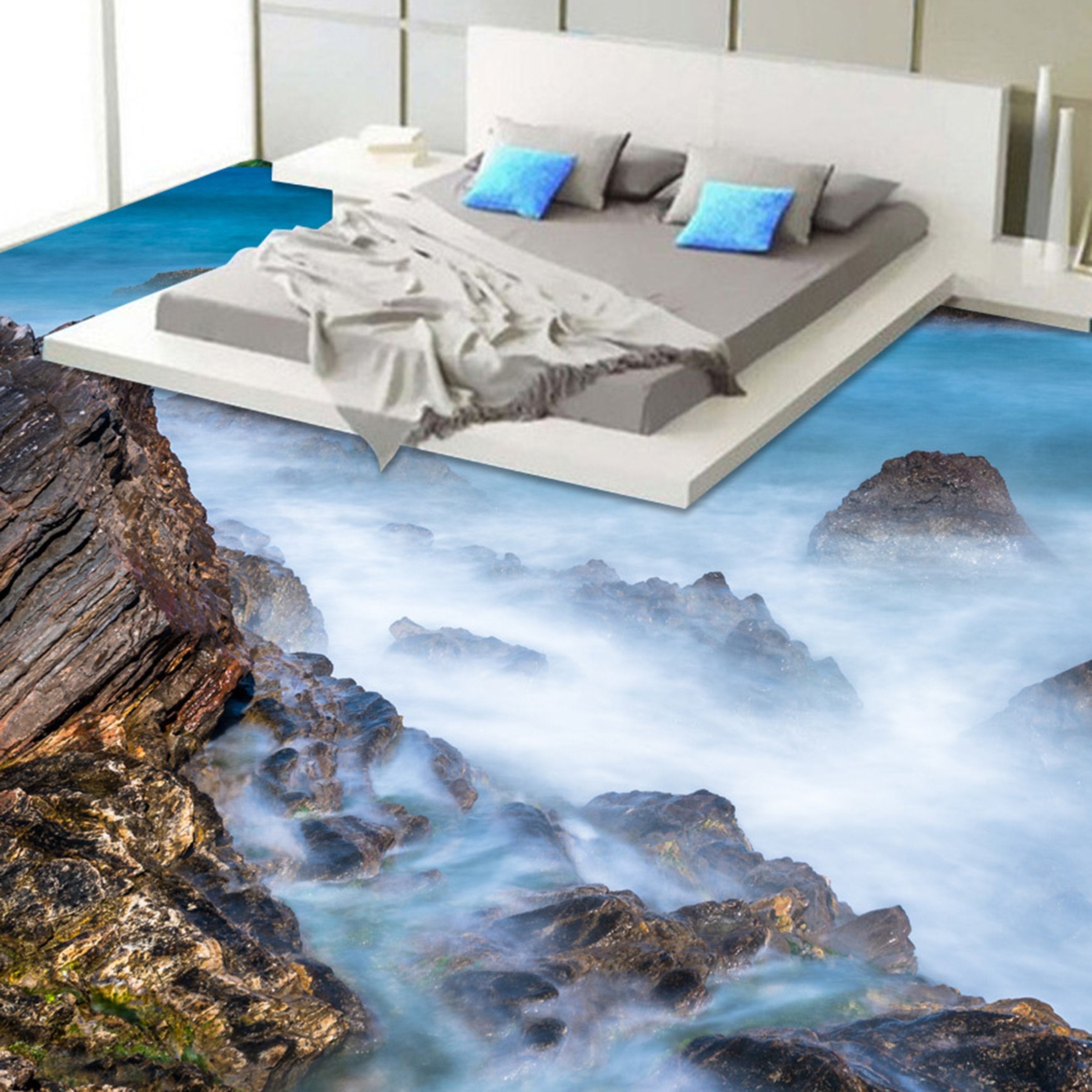 3D Mountain Fog WG430 Floor Mural Wallpaper AJ Wallpaper 2