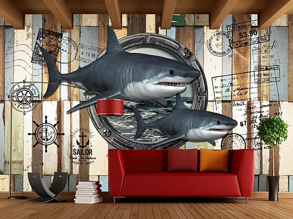 3D Shark Ship Window 136 Wallpaper AJ Wallpaper 2