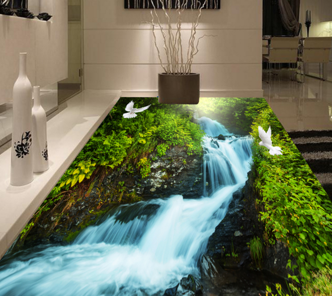 3D River 010 Floor Mural Wallpaper AJ Wallpaper 2