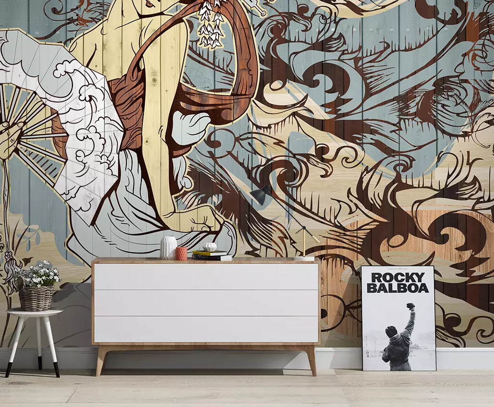 3D Painting Woman Fan 334 Wallpaper AJ Wallpaper 2