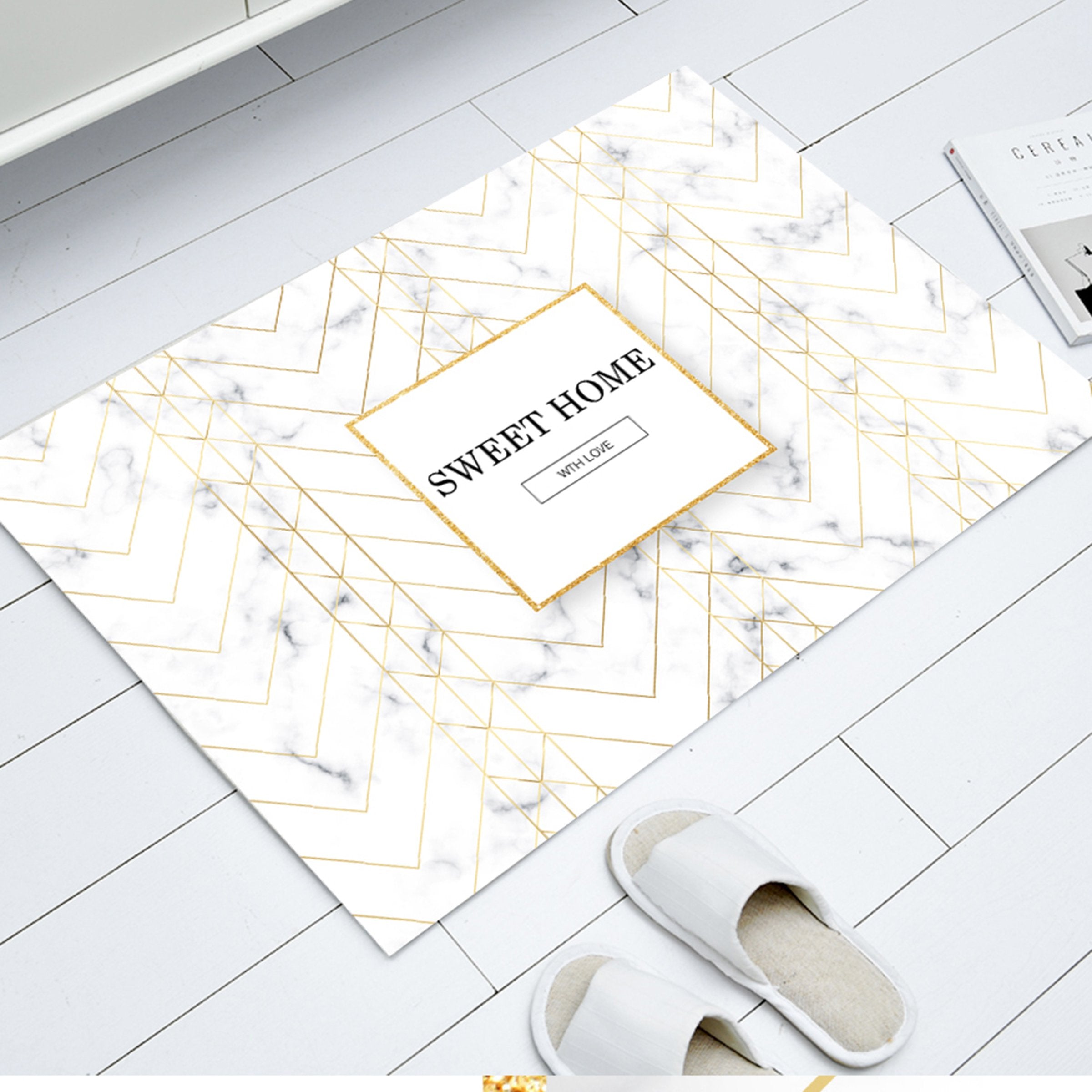 3D Golden Lines WG215 Non Slip Rug Mat Mat AJ Creativity Home