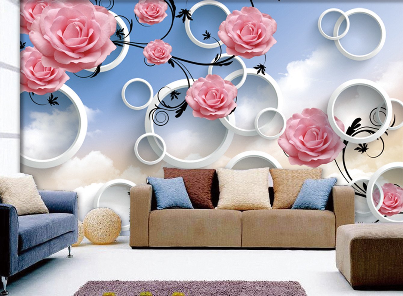 3D Red Rose Pattern 023 Wallpaper AJ Wallpaper 2