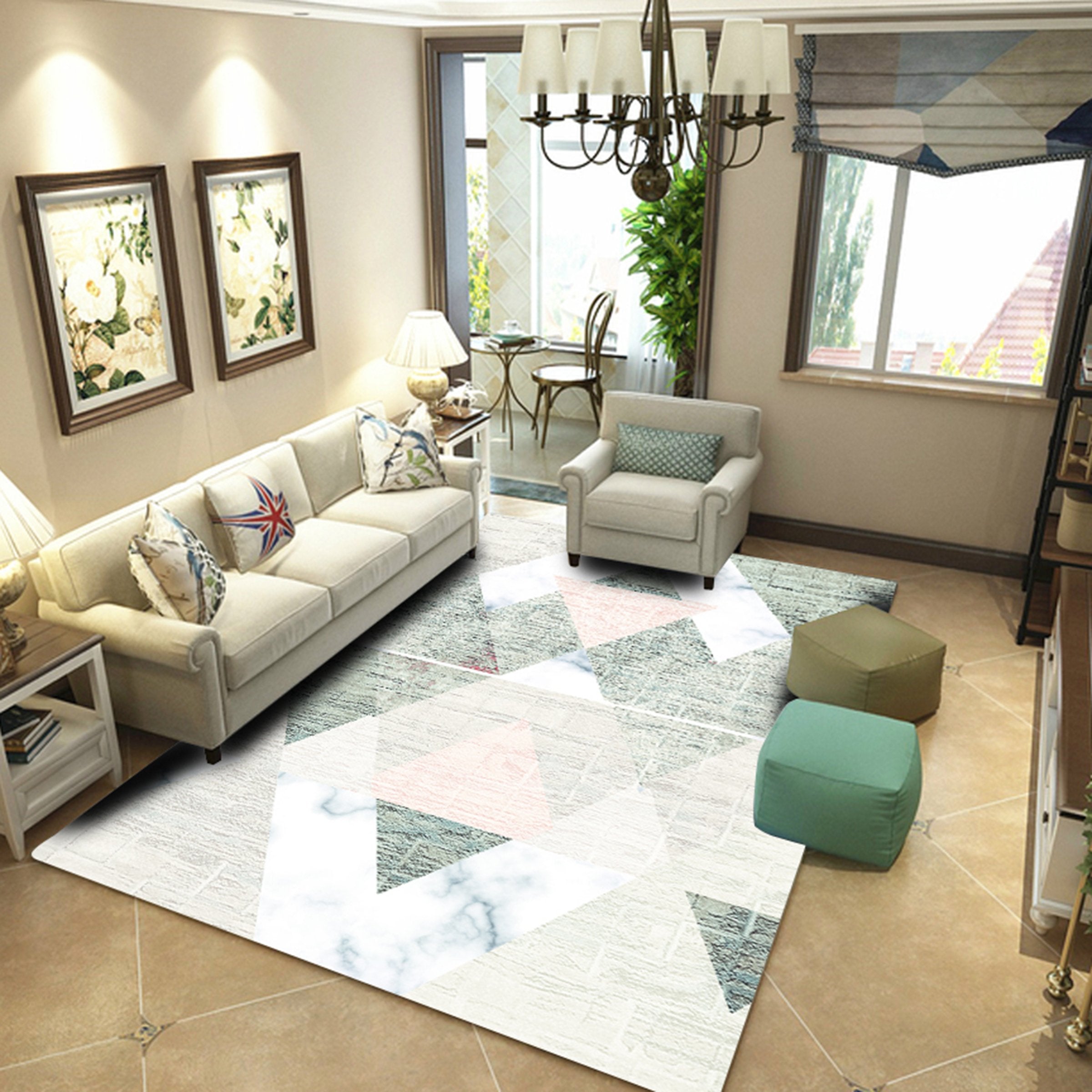 3D Light Green Diamond WG059 Non Slip Rug Mat Mat AJ Creativity Home