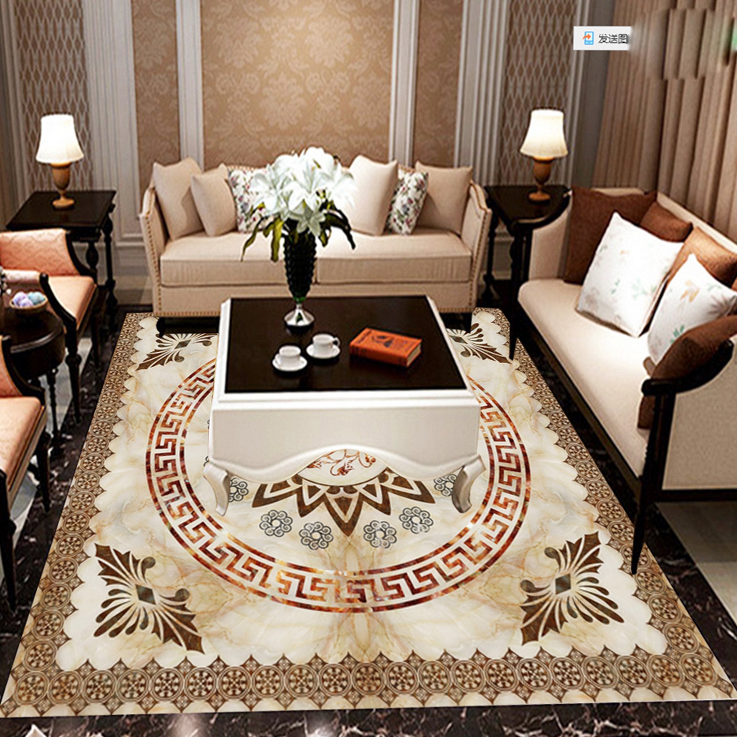 3D Round Black Pattern WG365 Floor Mural Wallpaper AJ Wallpaper 2