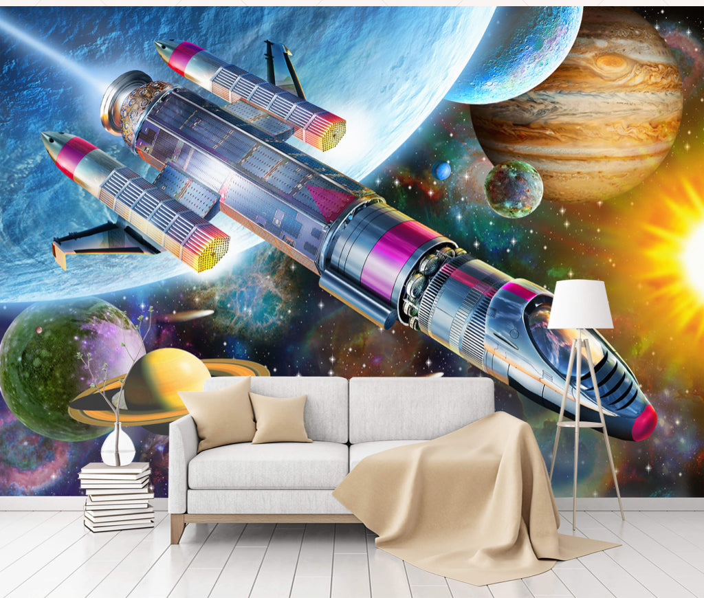 3D Rocket Earth WG467 Wall Murals