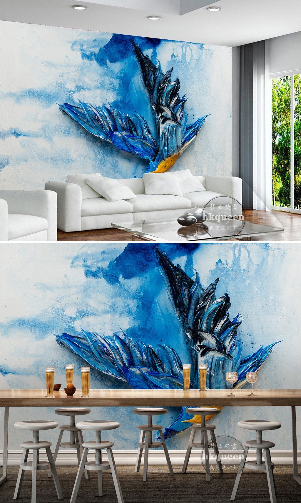 3D Ink Painting Blue 124 Wall Murals Wallpaper AJ Wallpaper 2