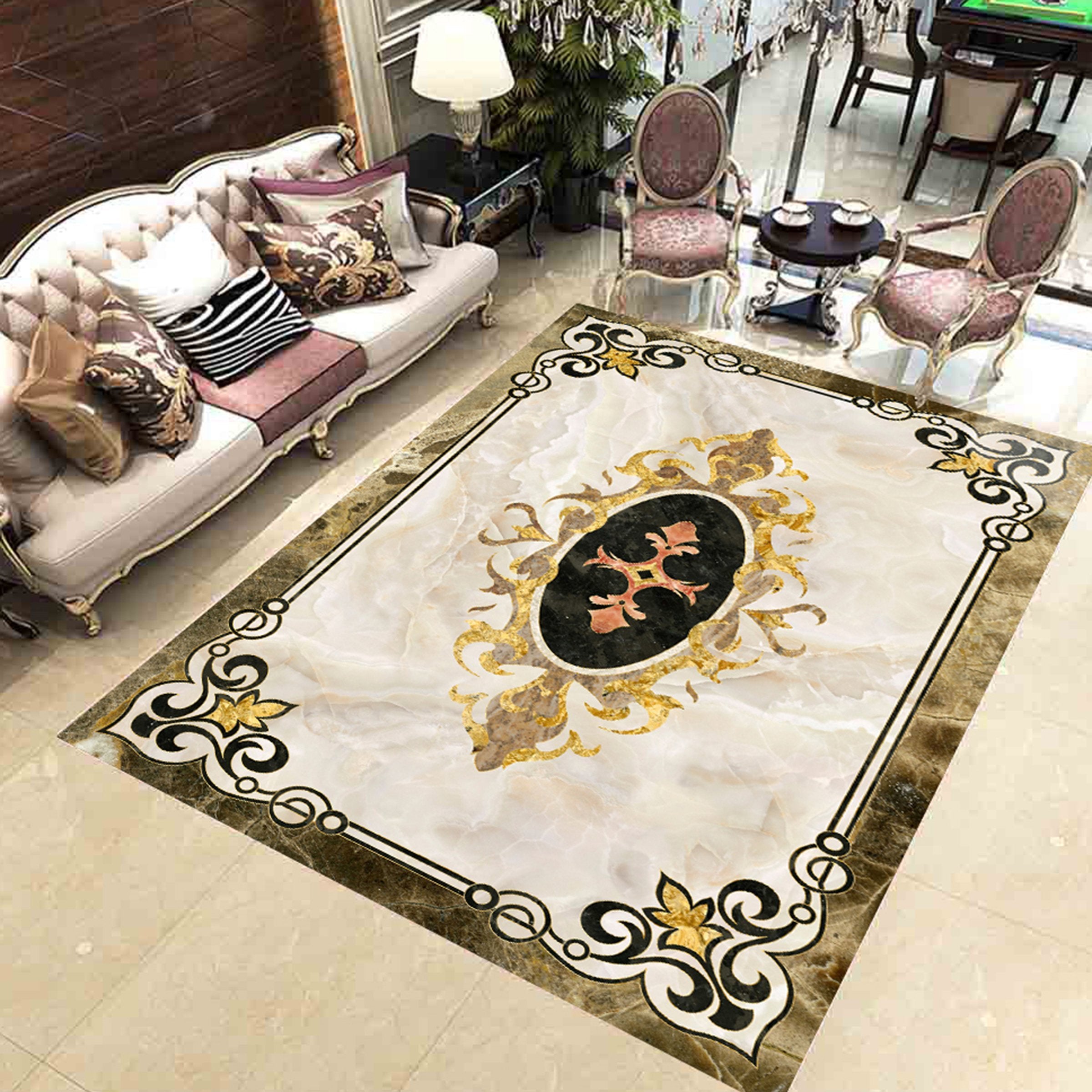 3D Black Marble Pattern WG378 Floor Mural Wallpaper AJ Wallpaper 2