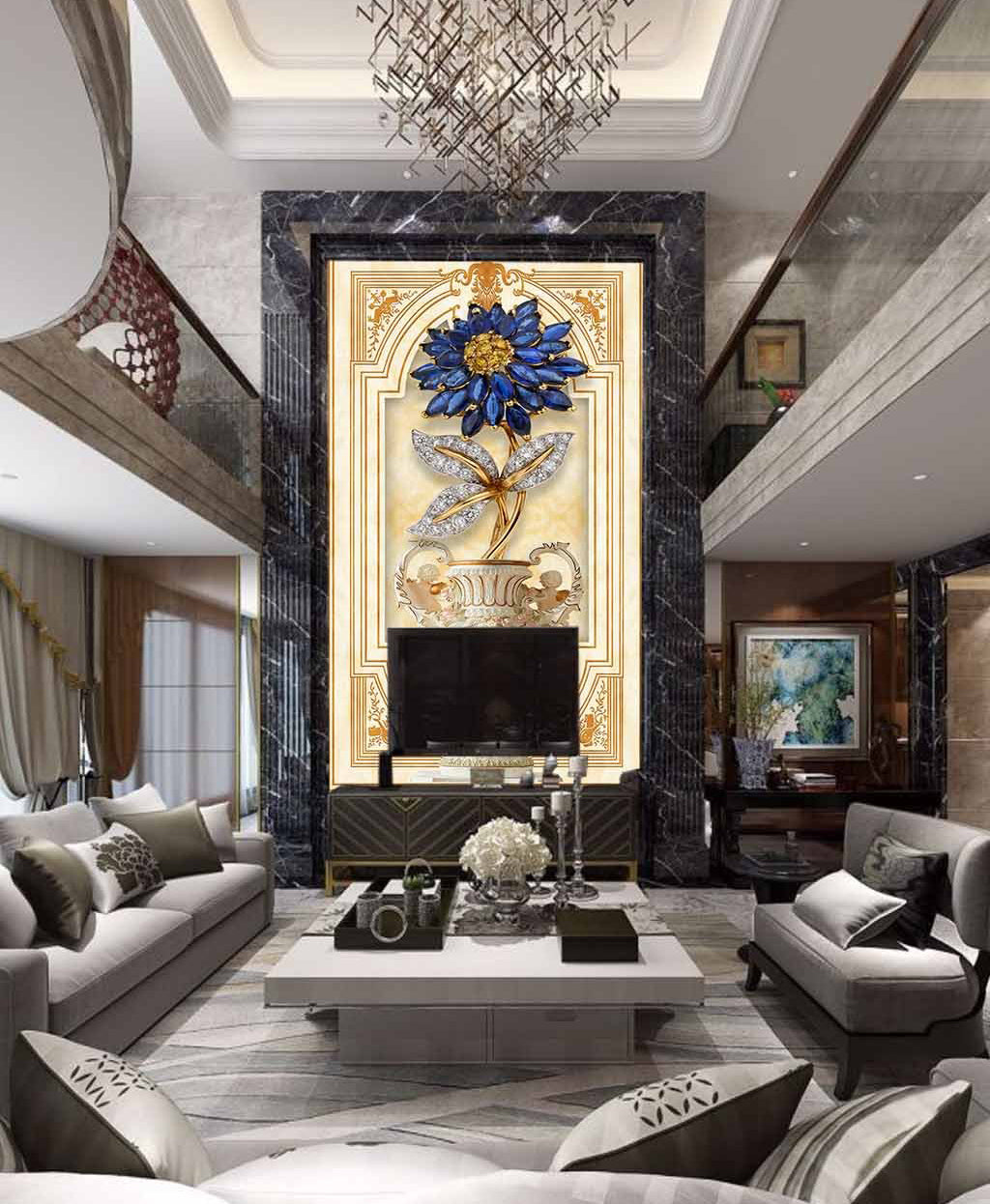 3D Diamond Flower WG050 Wall Murals