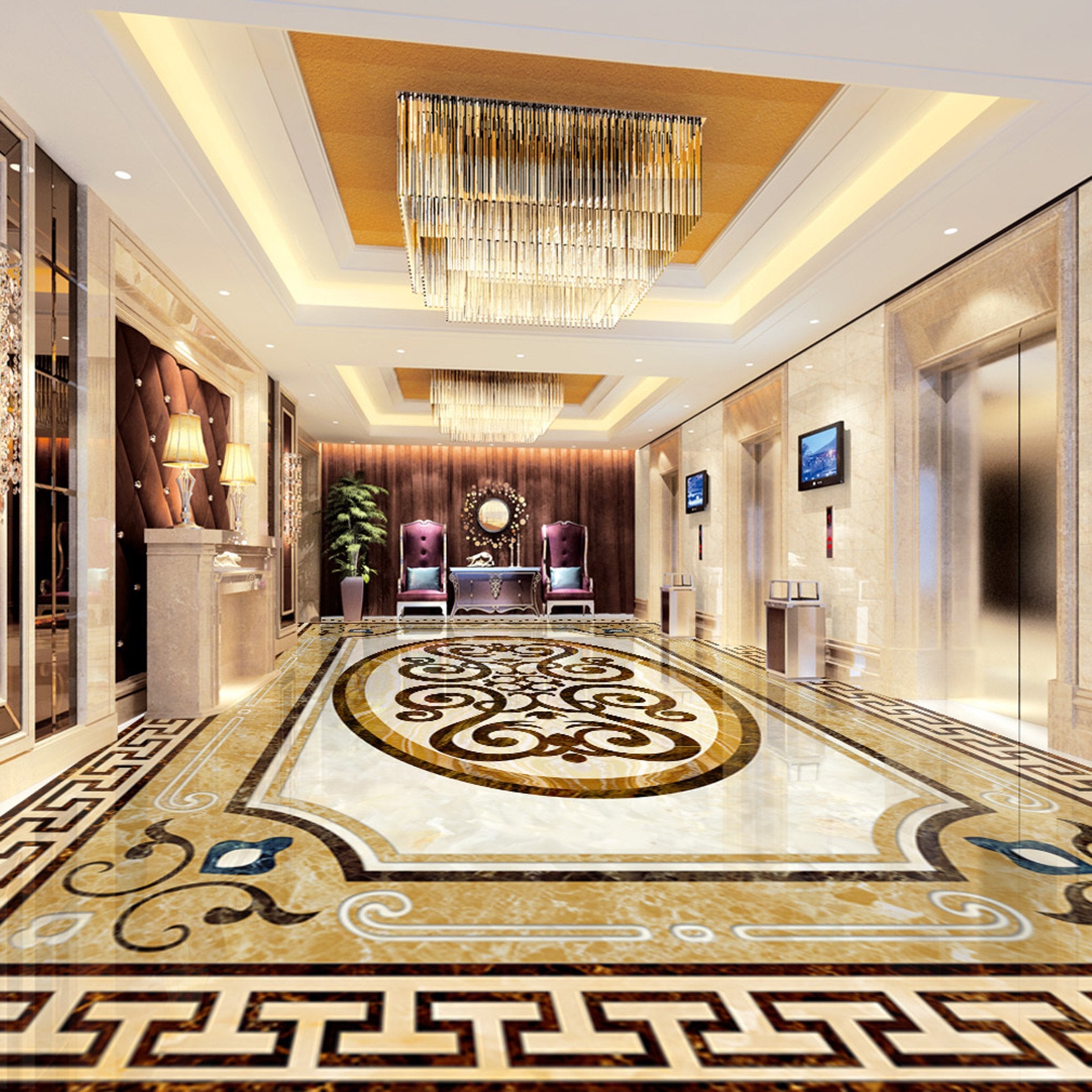 3D Black Oval Pattern WG509 Floor Mural Wallpaper AJ Wallpaper 2