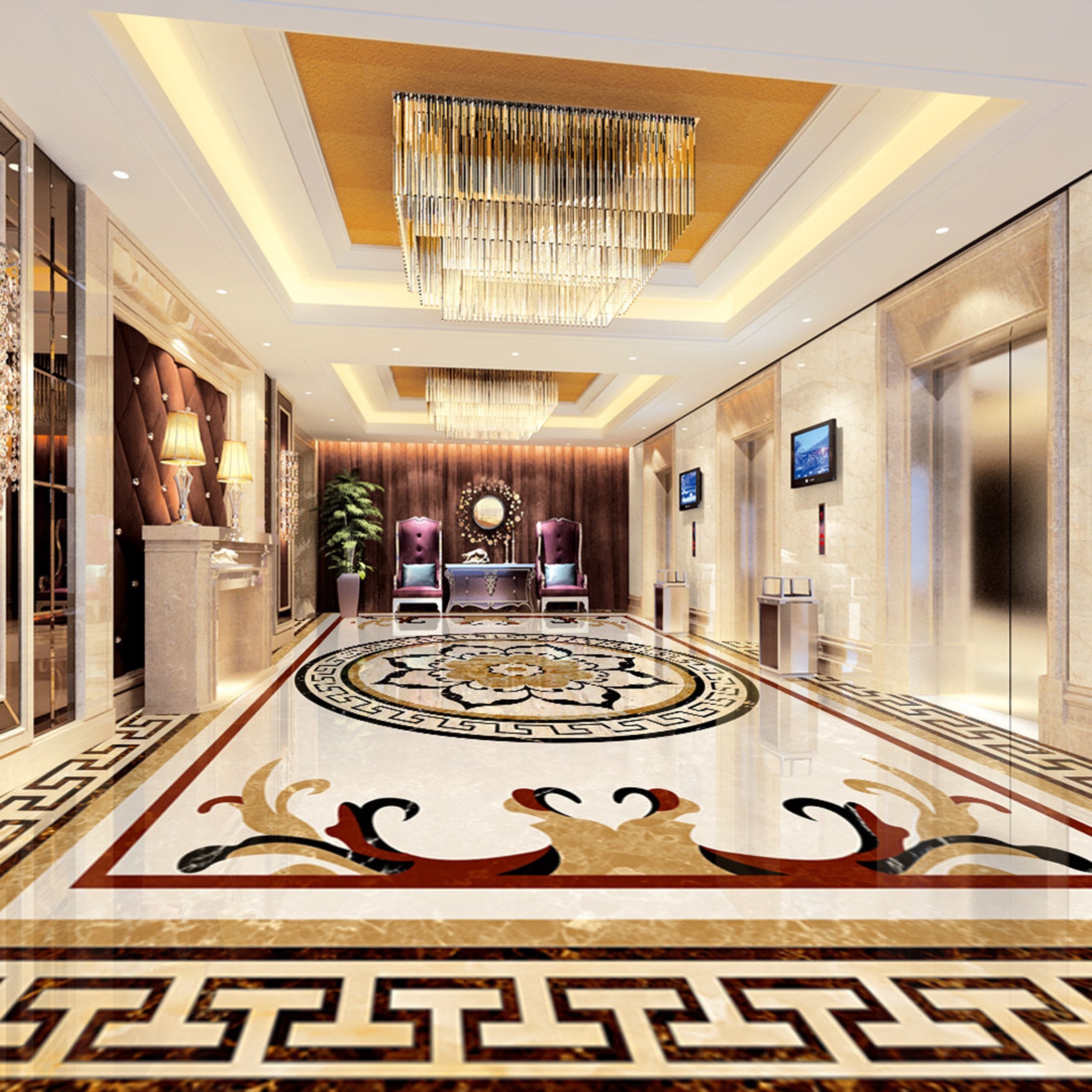 3D Black Marble Pattern WG508 Floor Mural Wallpaper AJ Wallpaper 2