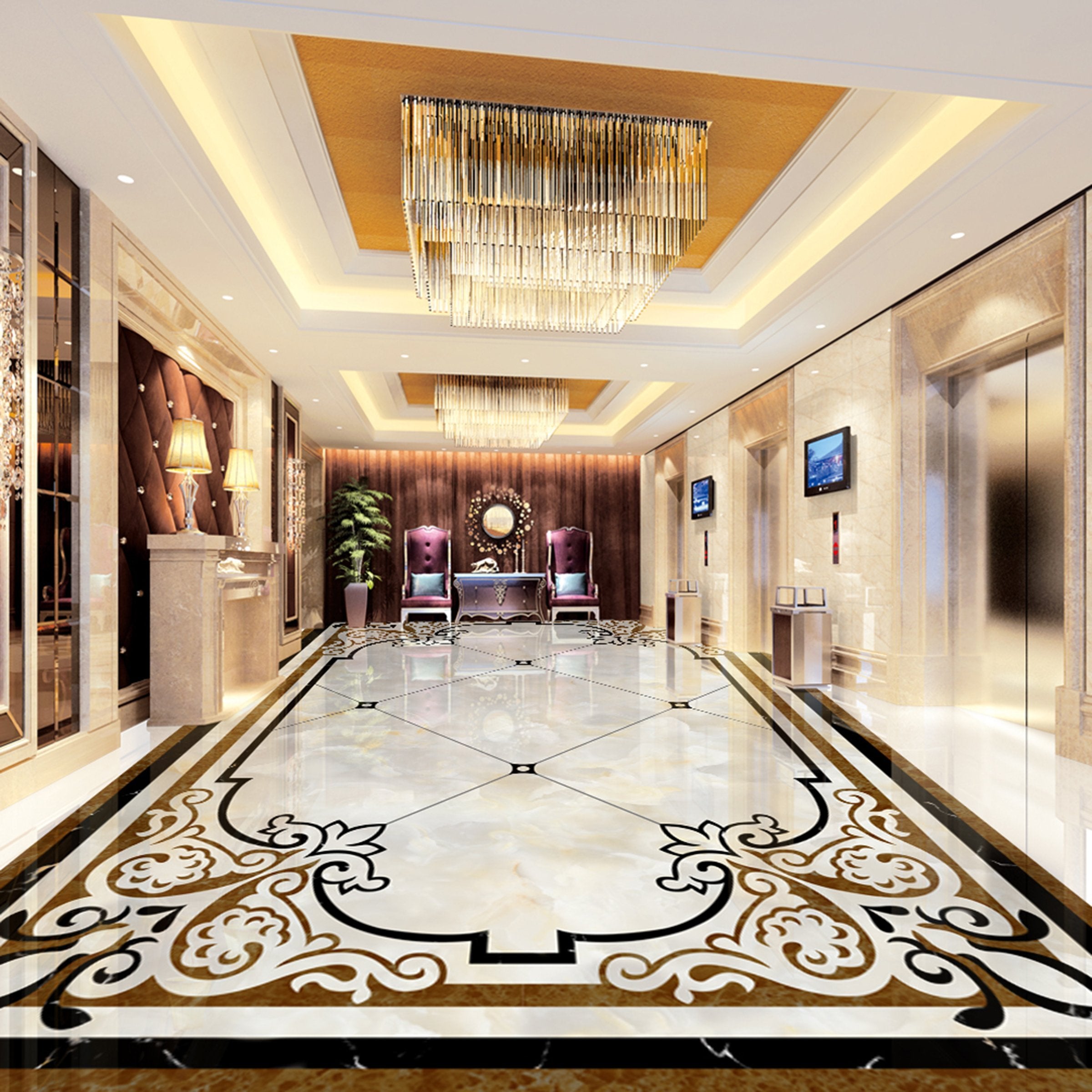 3D Black Marble Pattern WG516 Floor Mural Wallpaper AJ Wallpaper 2