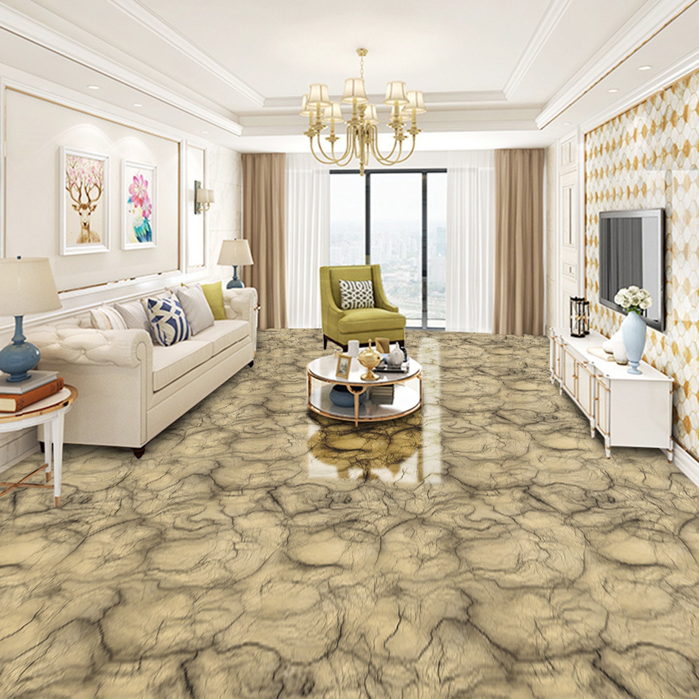 3D Black And Yellow Stripes WG666 Floor Mural Wallpaper AJ Wallpaper 2