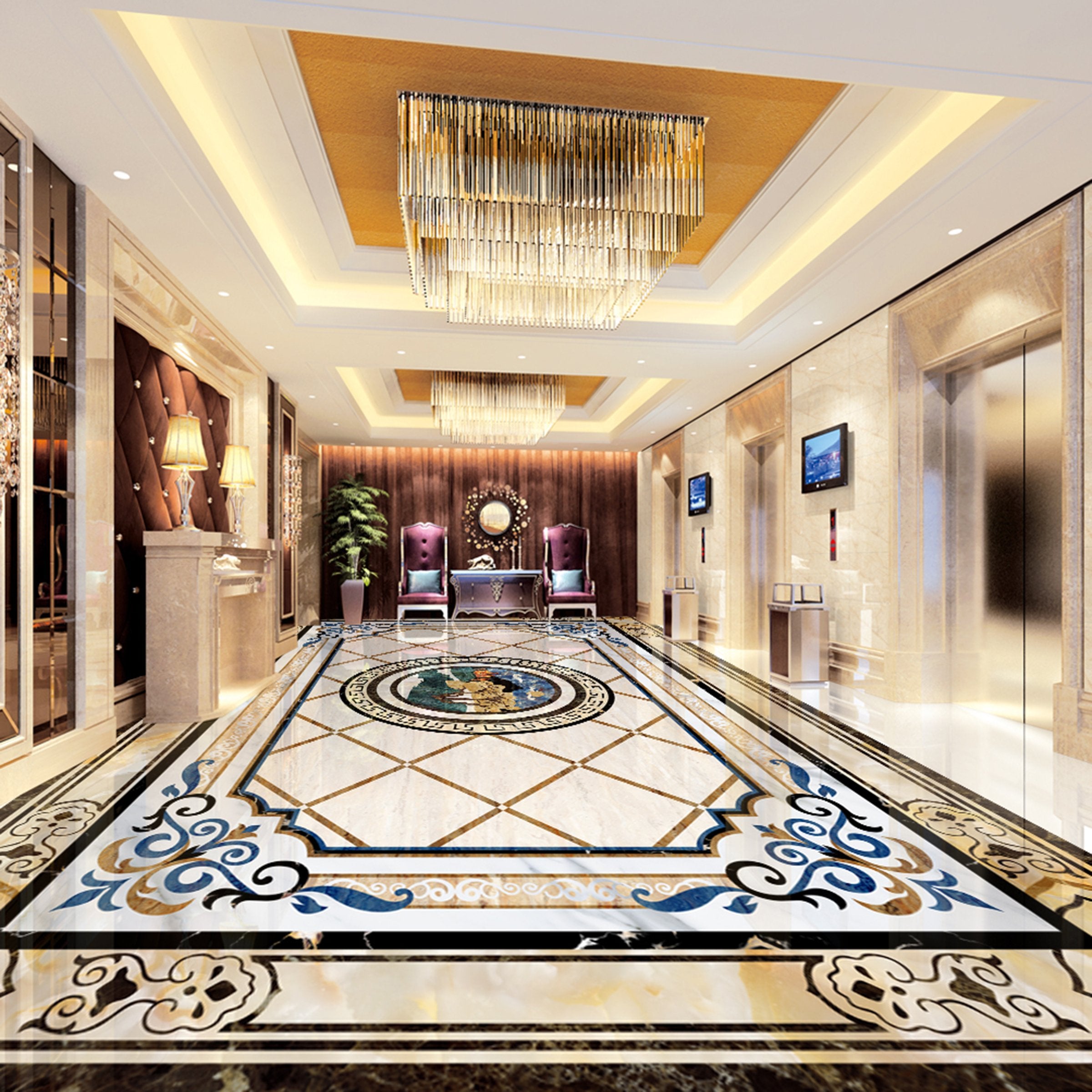 3D Blue Rectangle WG570 Floor Mural Wallpaper AJ Wallpaper 2