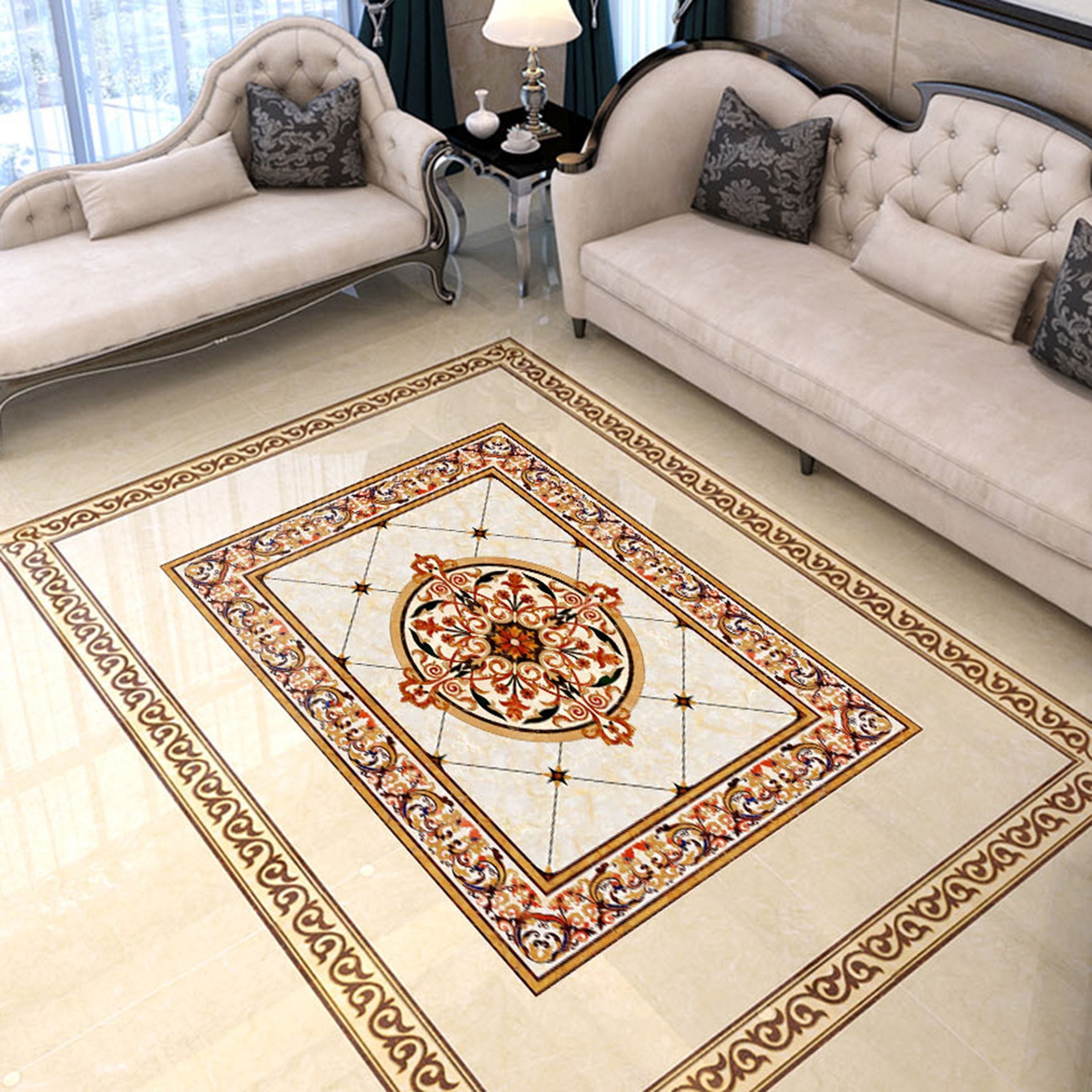 3D Round Pattern Patchwork WG755 Floor Mural Wallpaper AJ Wallpaper 2