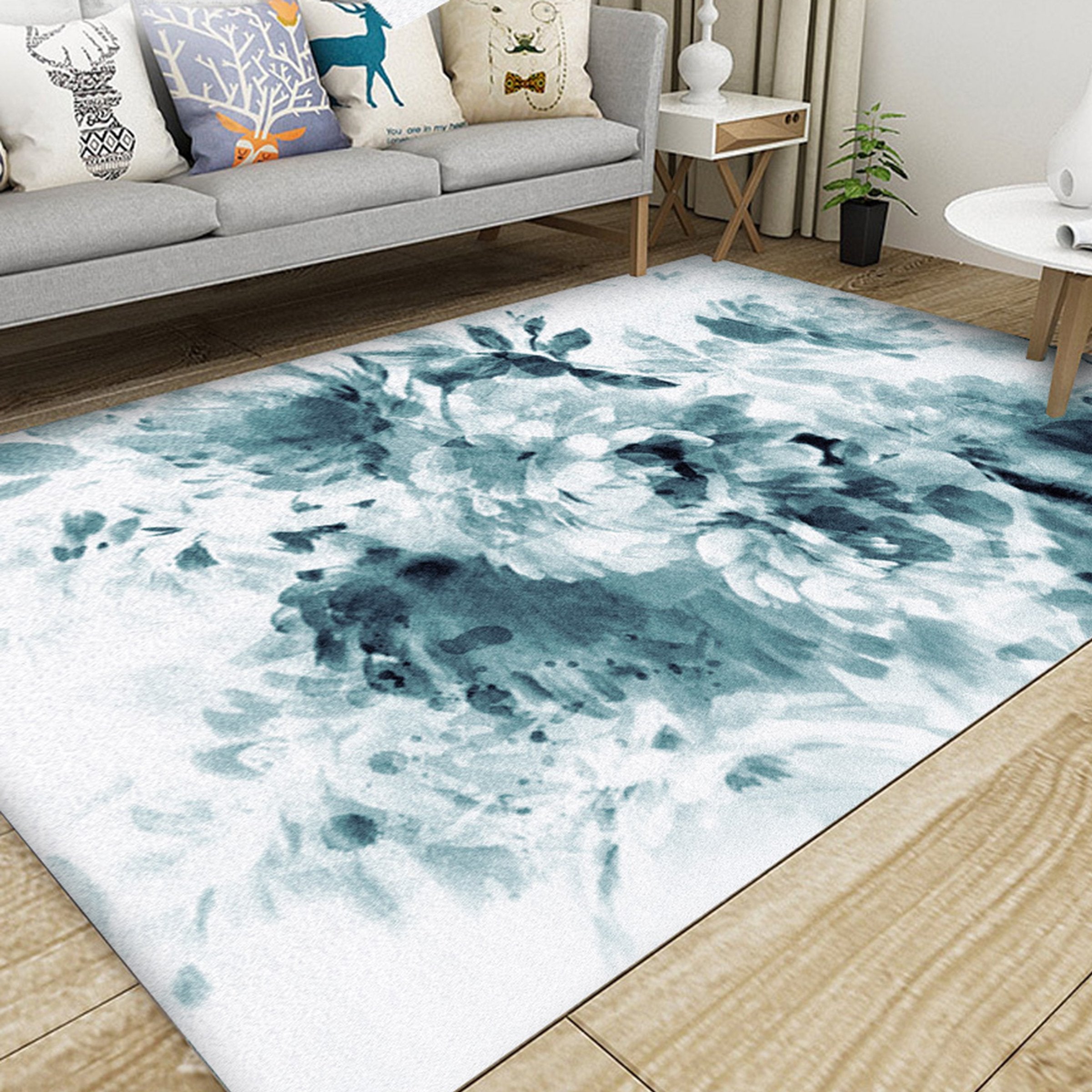 3DGray Flowers WG289 Non Slip Rug Mat Mat AJ Creativity Home