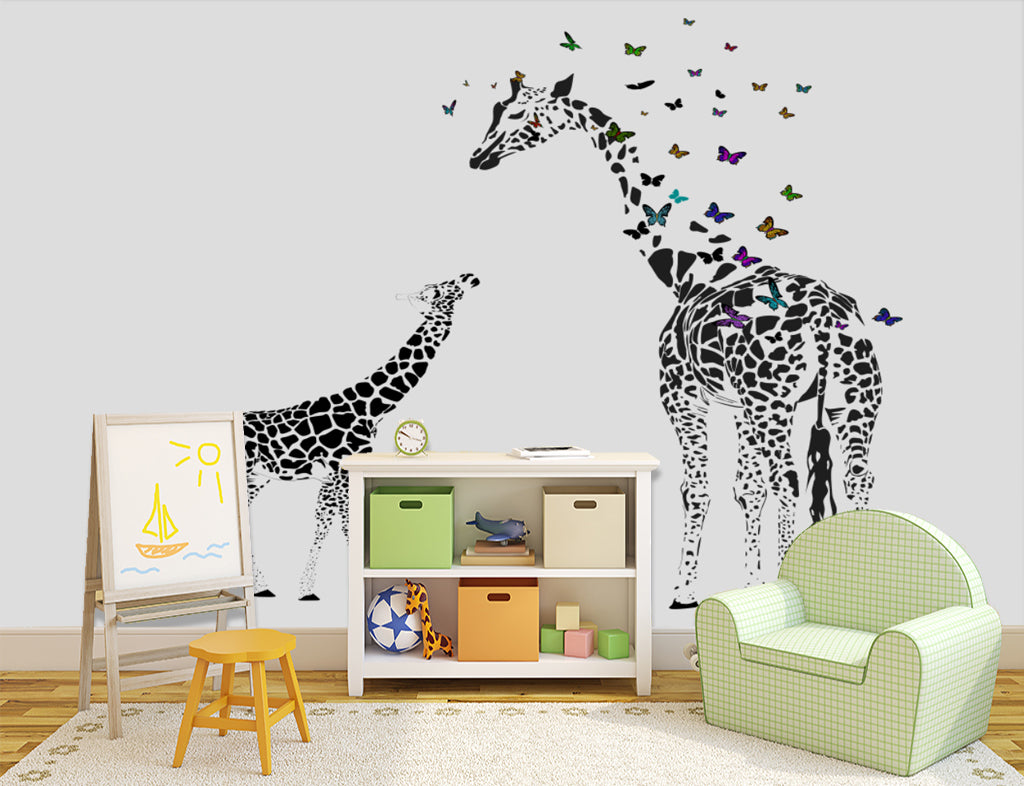 3D Giraffe Butterfly WG280 Wall Murals