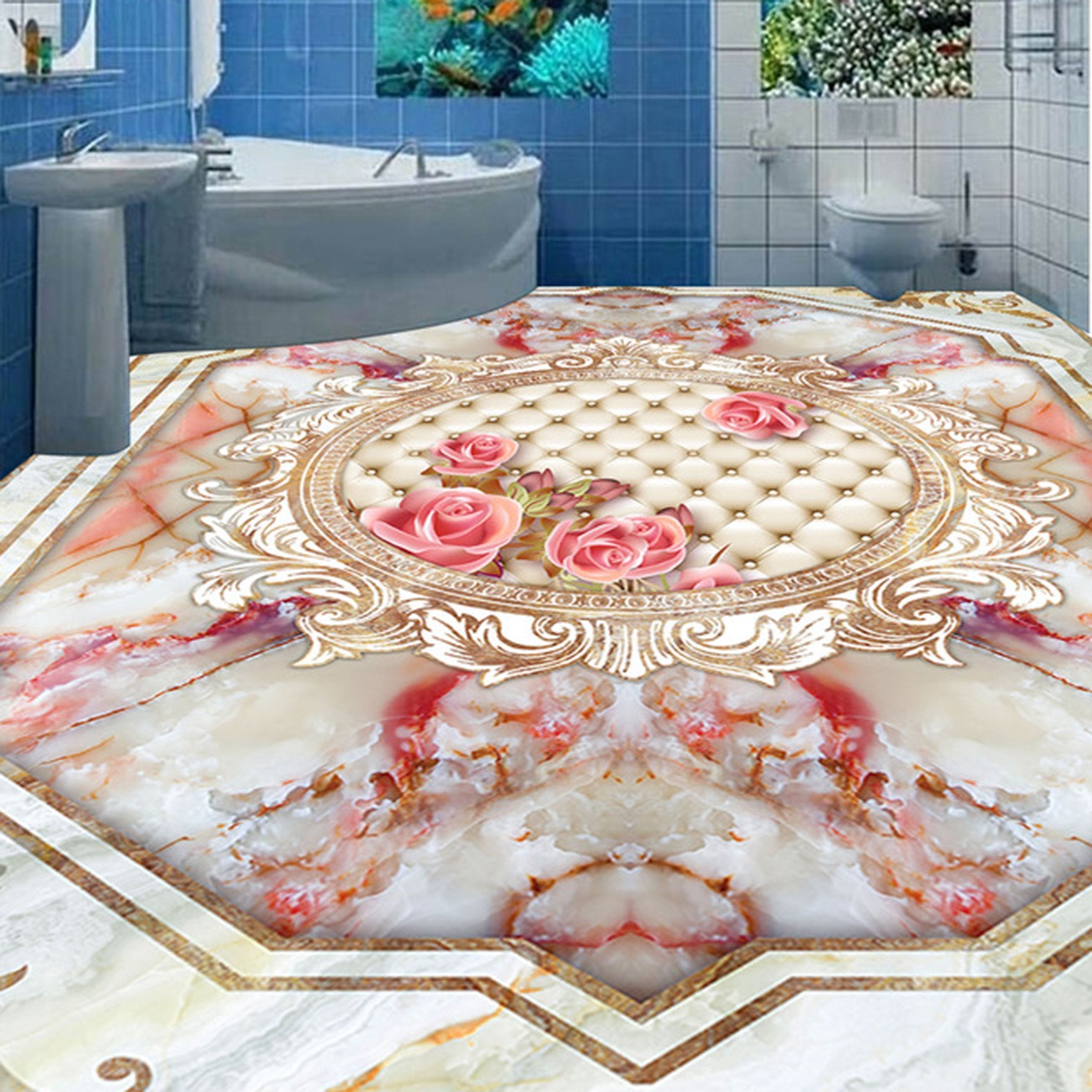 3D Red Marble Pattern WG279 Floor Mural Wallpaper AJ Wallpaper 2