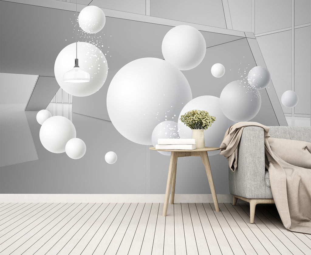 3D White Ball WG383 Wall Murals