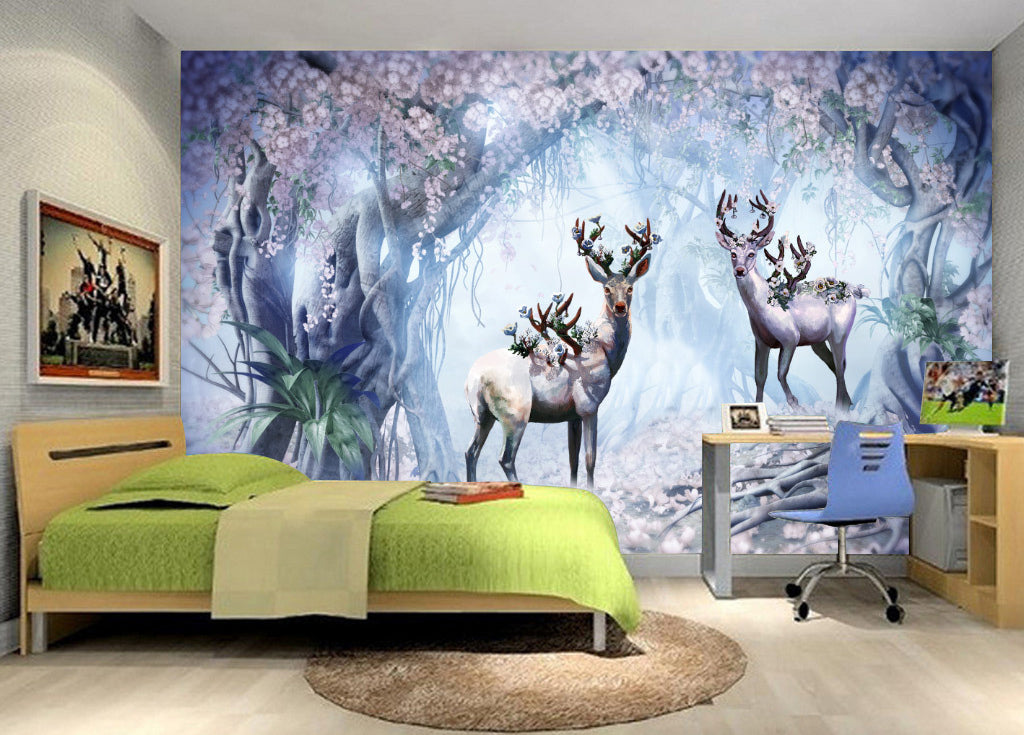 3D Peach Deer WG068 Wall Murals