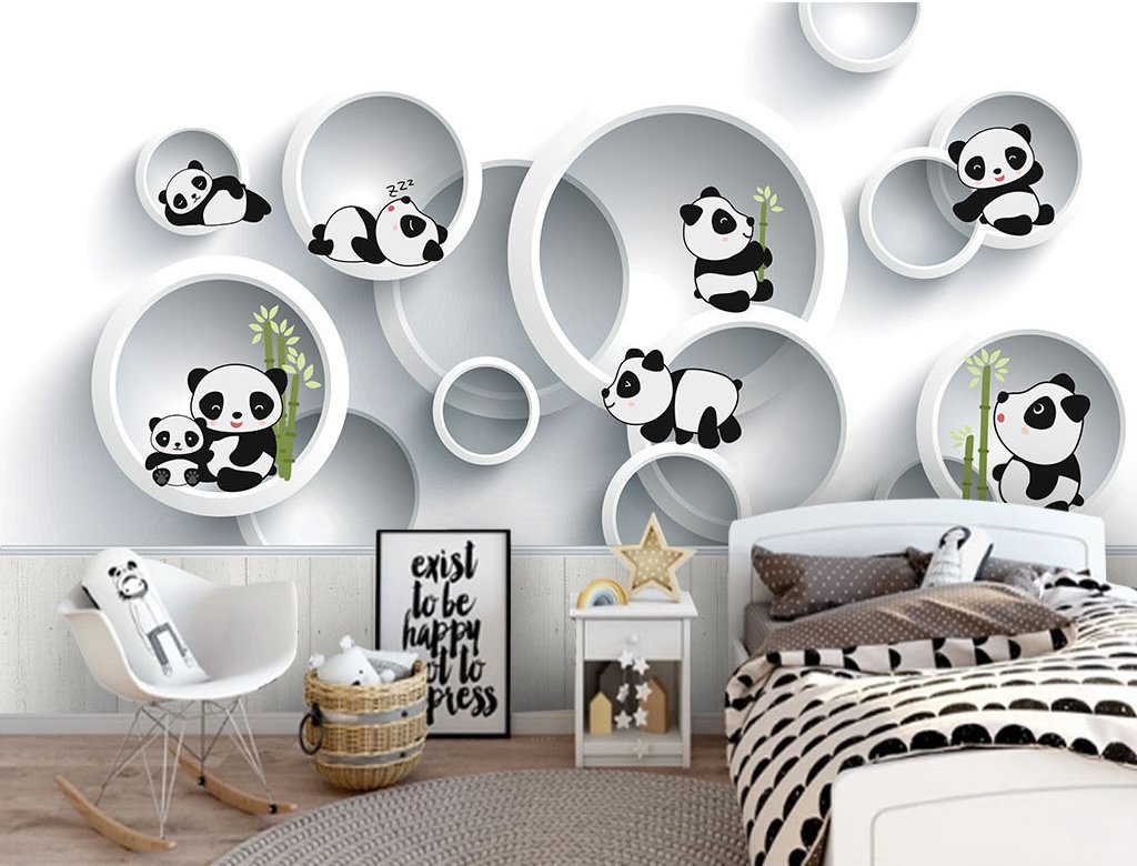 3D Cute Panda 830 Wall Murals Wallpaper AJ Wallpaper 2