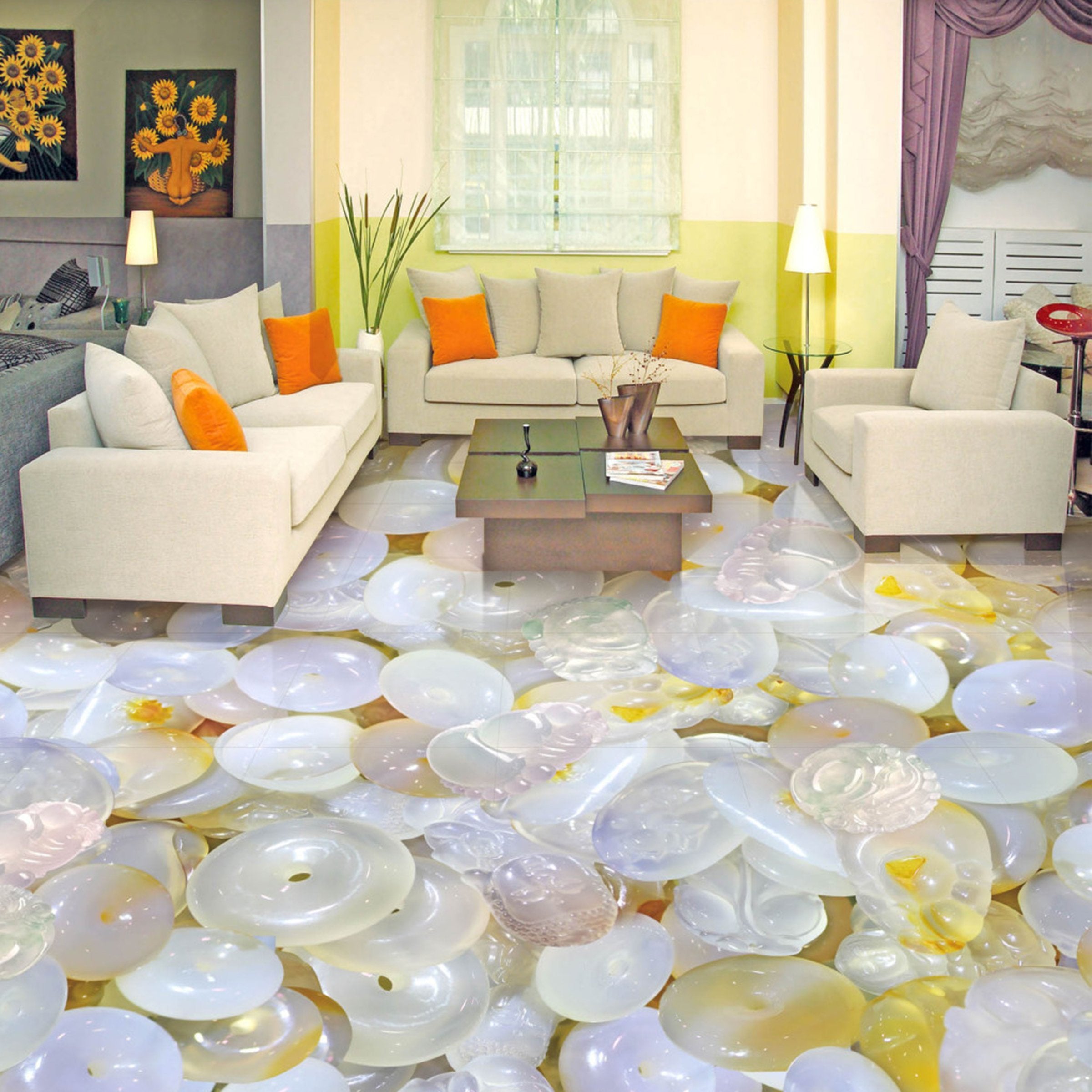 3D Jade Pendant WG165 Floor Mural Wallpaper AJ Wallpaper 2