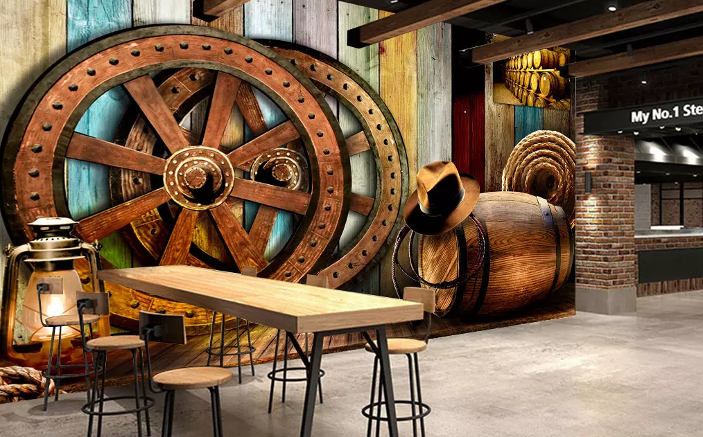 3D Wooden Wheel Casks 79 Wallpaper AJ Wallpaper 2