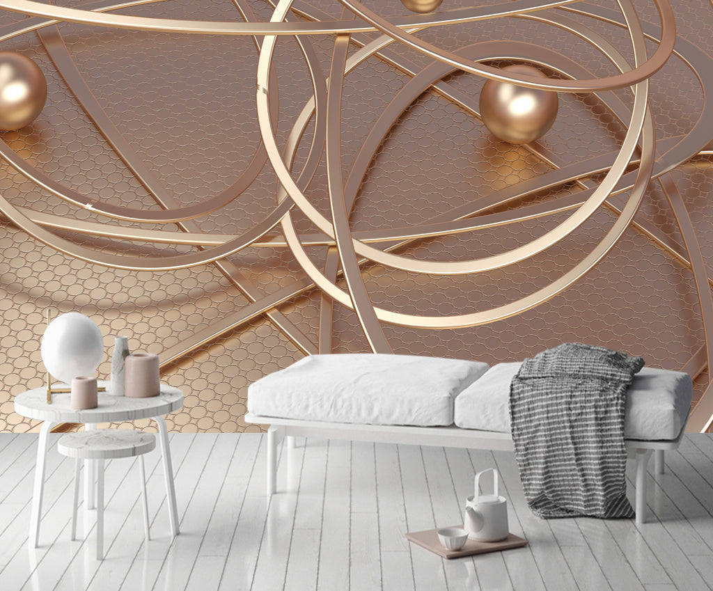 3D Golden Beads WG386 Wall Murals