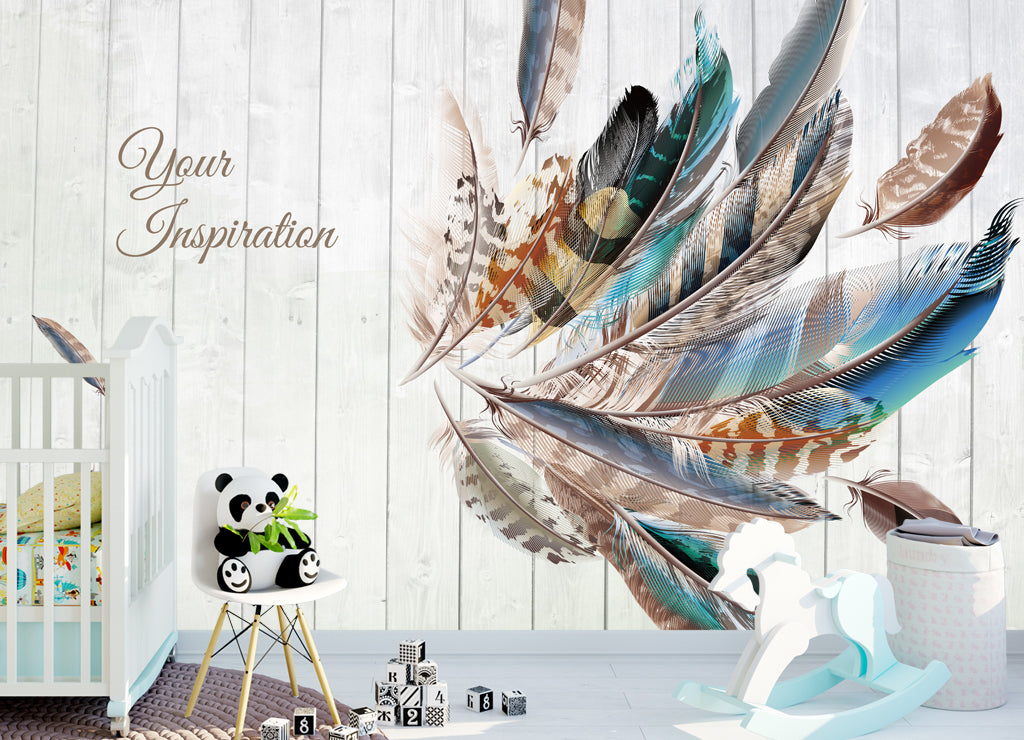 3D Blue Feather WG028 Wall Murals